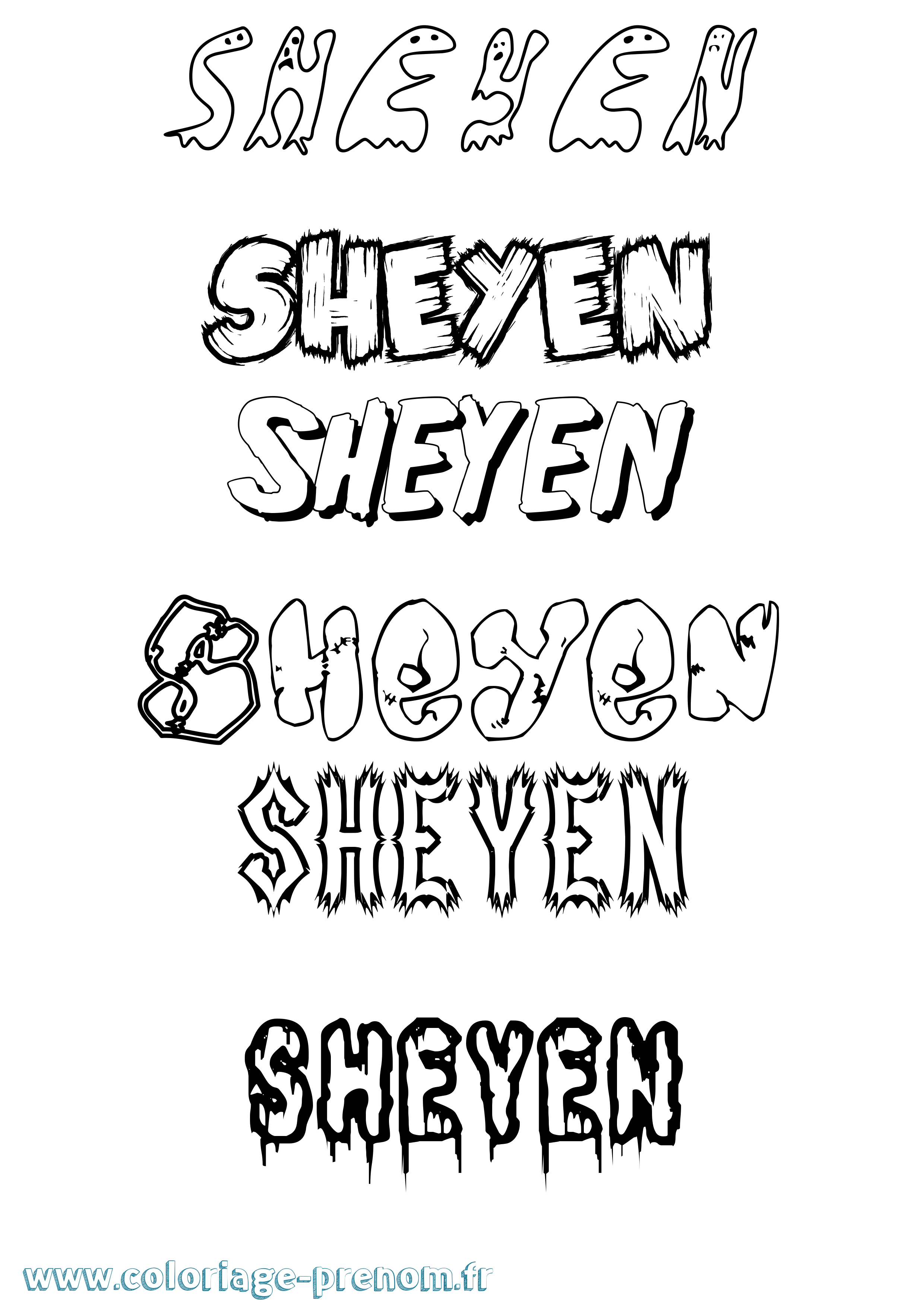 Coloriage Sheyen Frisson Coloriage prénom Sheyen Frisson