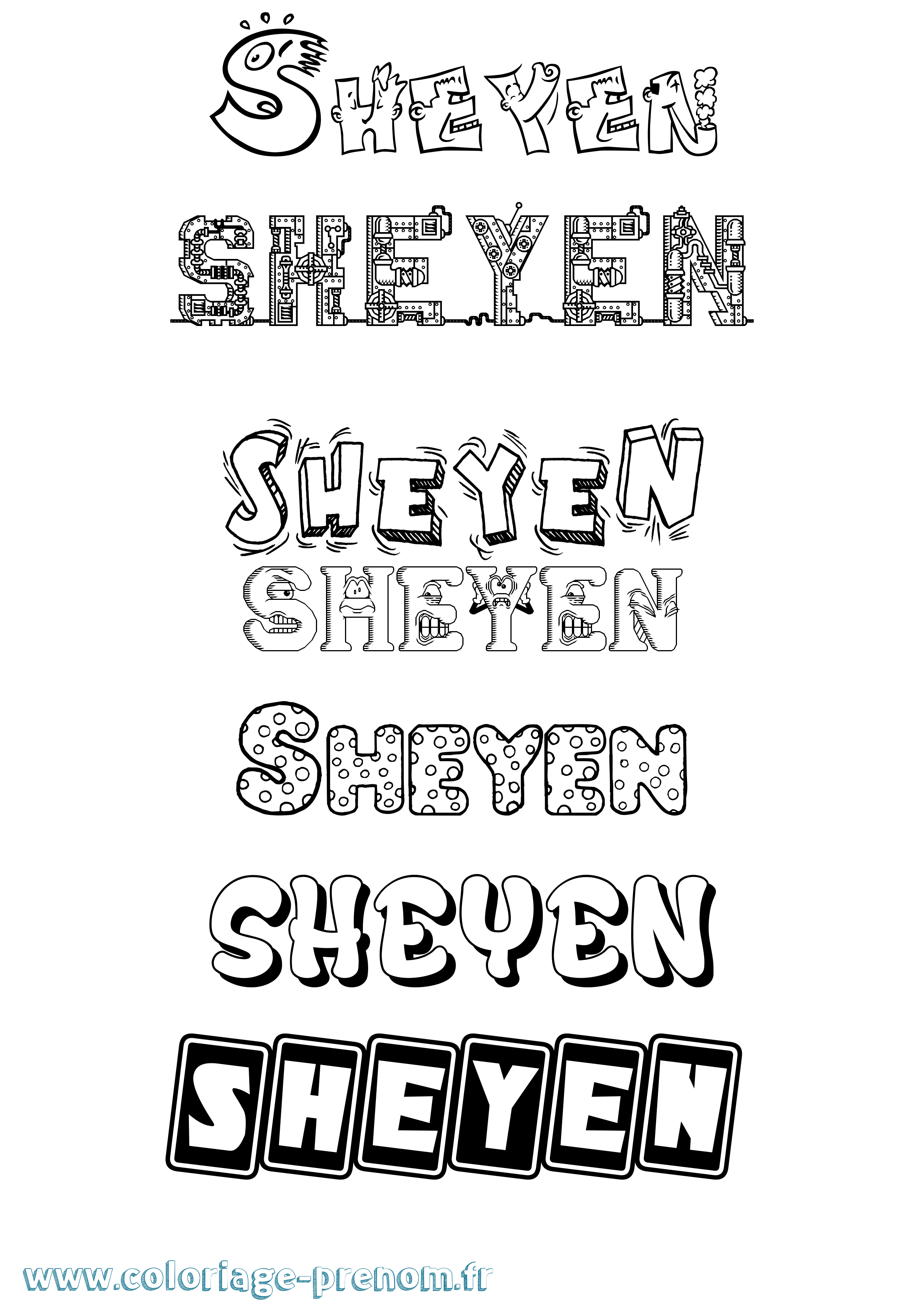 Coloriage Sheyen Fun Coloriage prénom Sheyen Fun