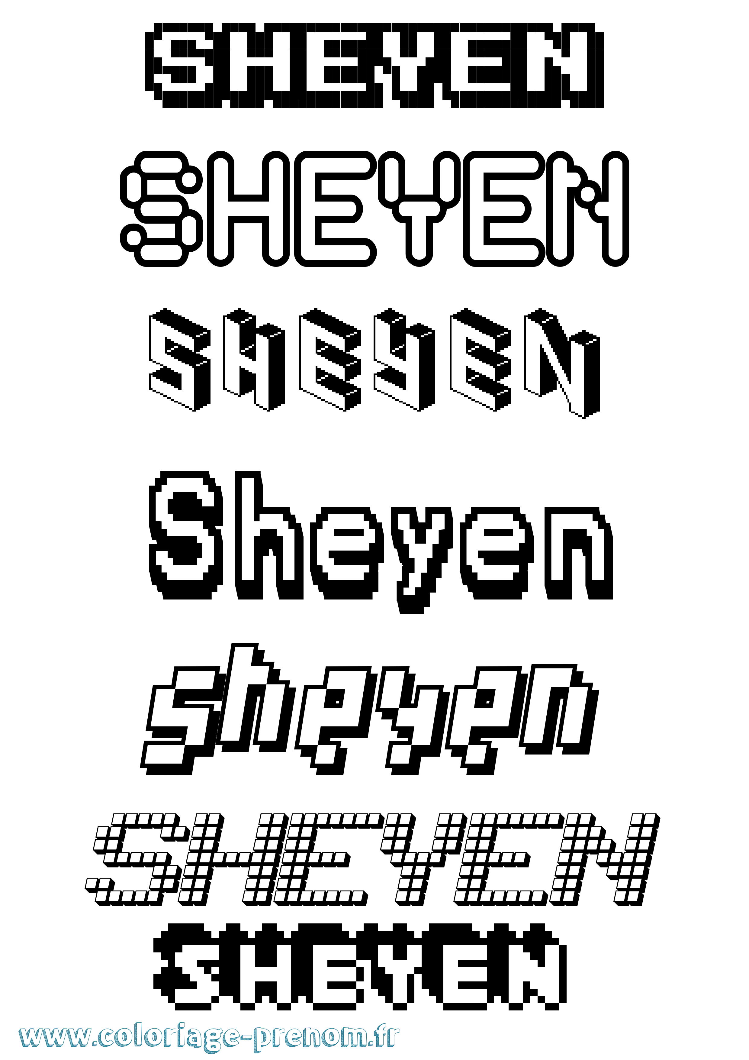Coloriage Sheyen Pixel Coloriage prénom Sheyen Pixel