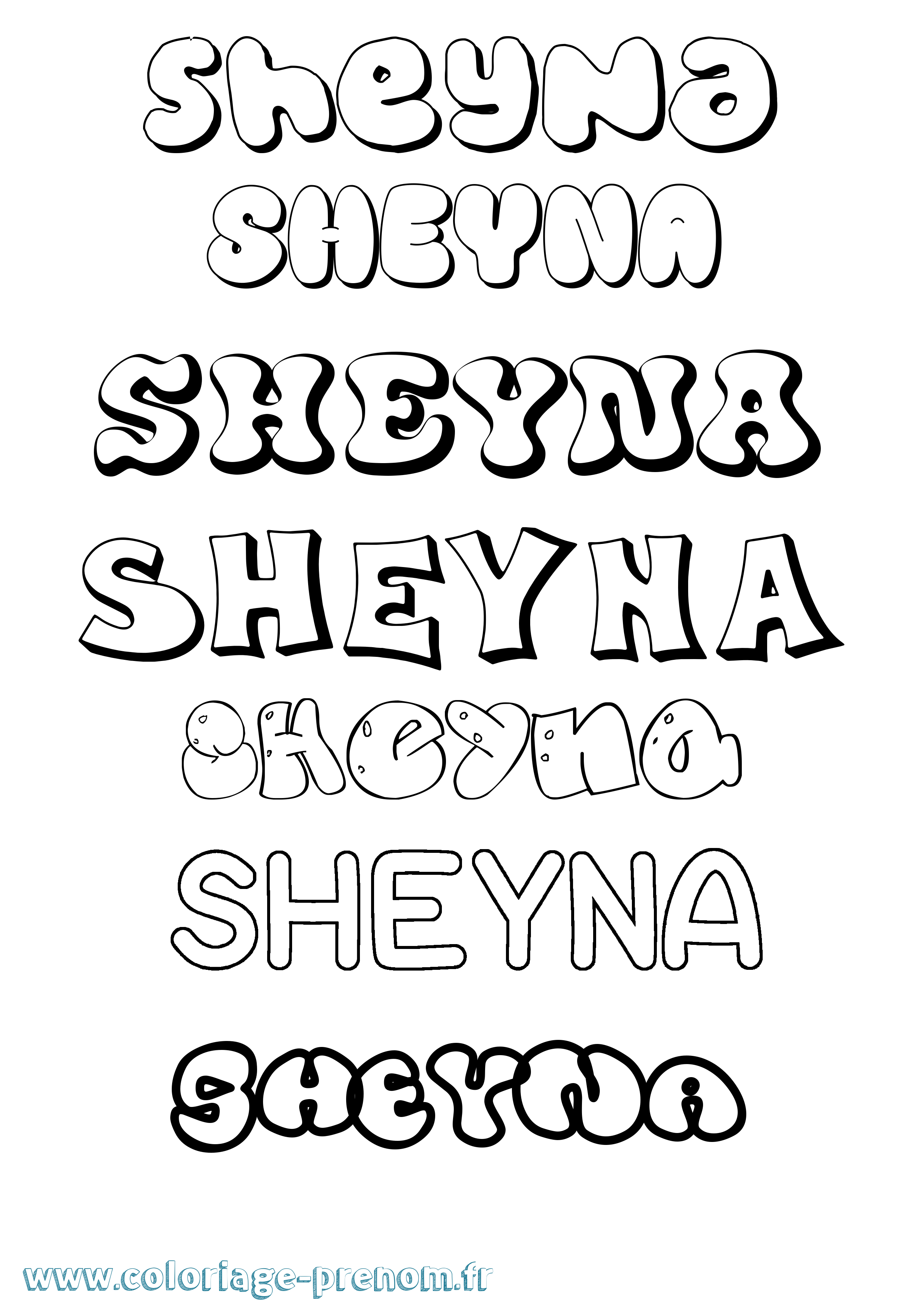 Coloriage Sheyna Bubble Coloriage prénom Sheyna Bubble