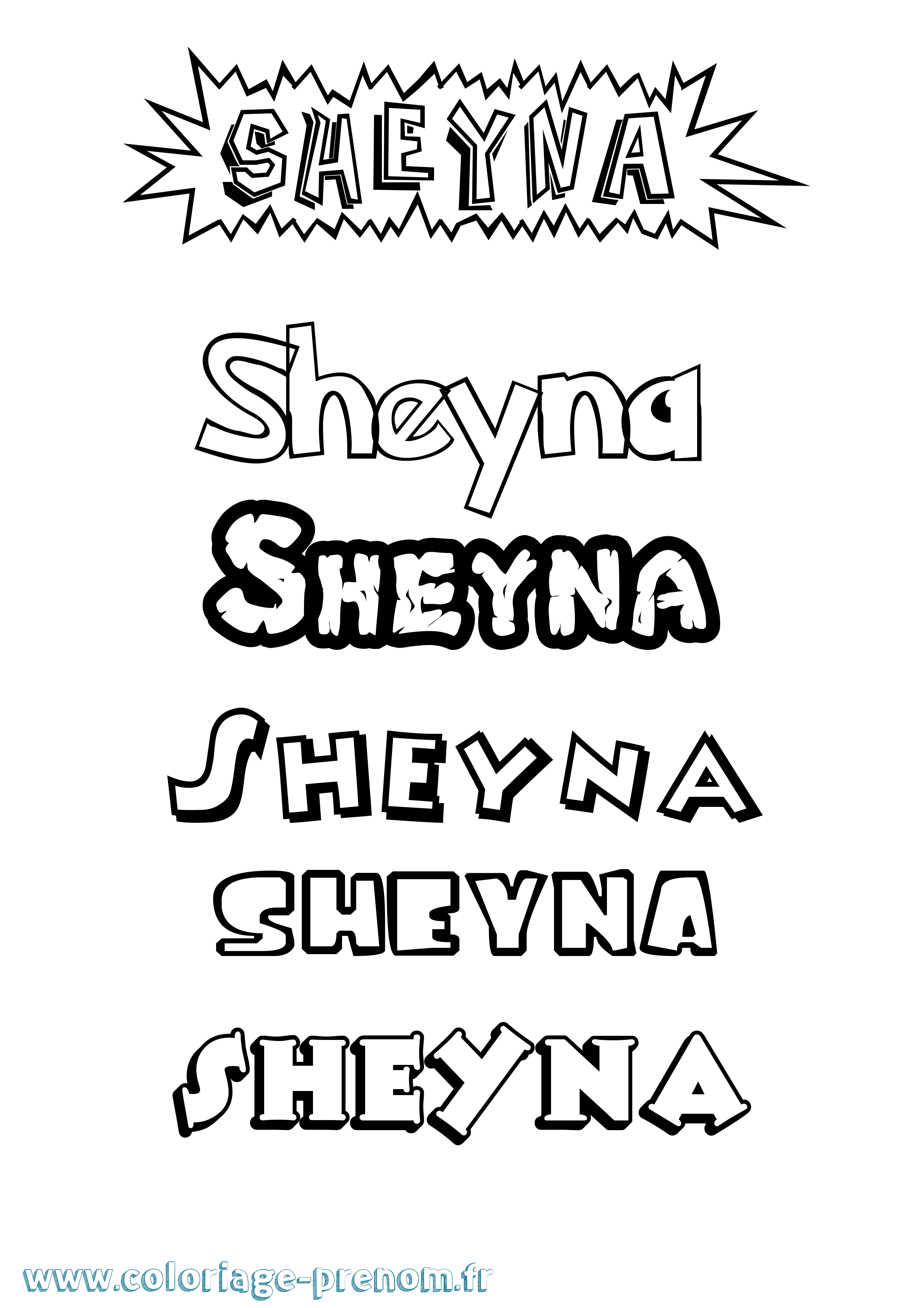 Coloriage Sheyna Dessin Animé Coloriage prénom Sheyna Dessin Animé