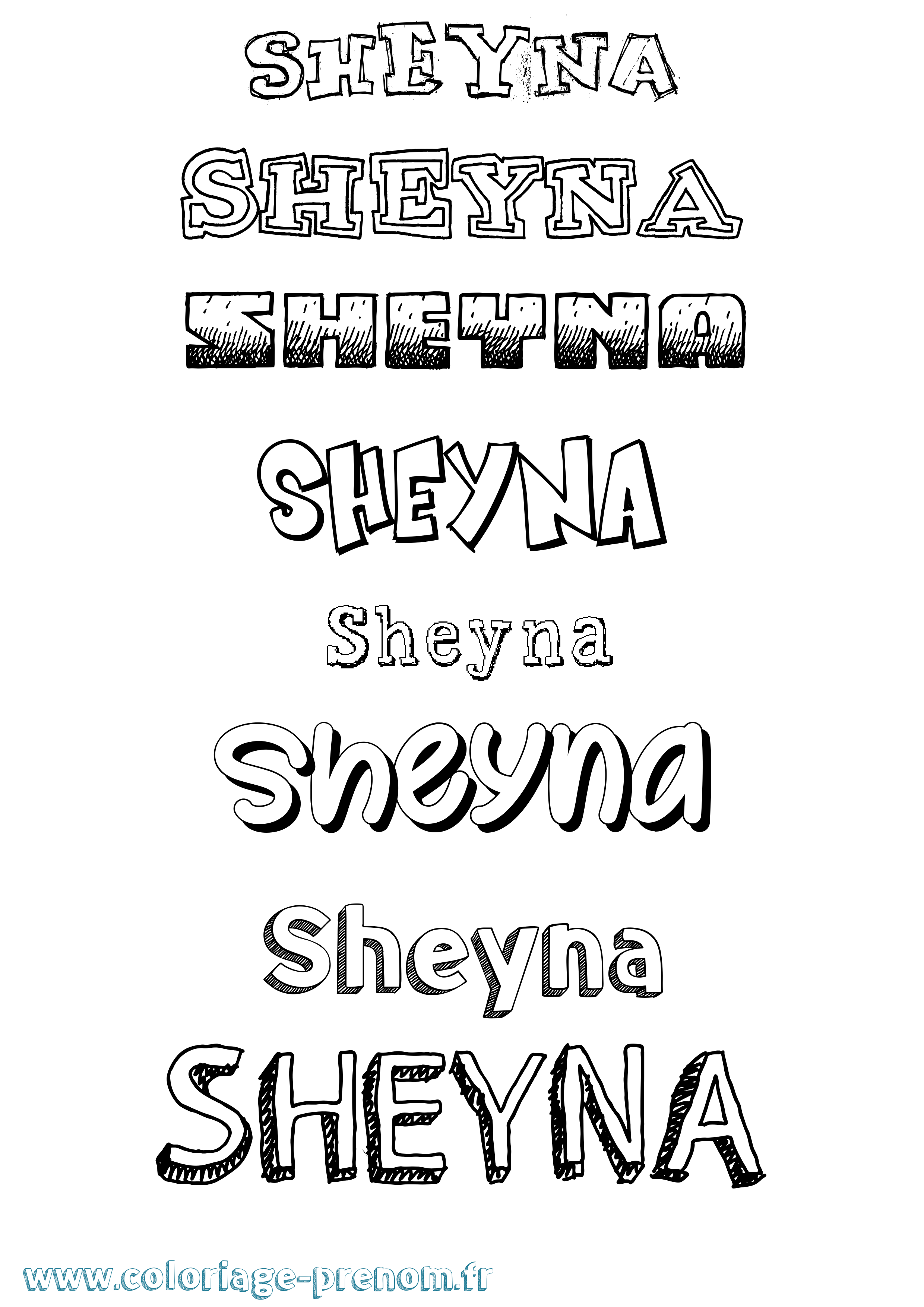 Coloriage Sheyna Dessiné Coloriage prénom Sheyna Dessiné