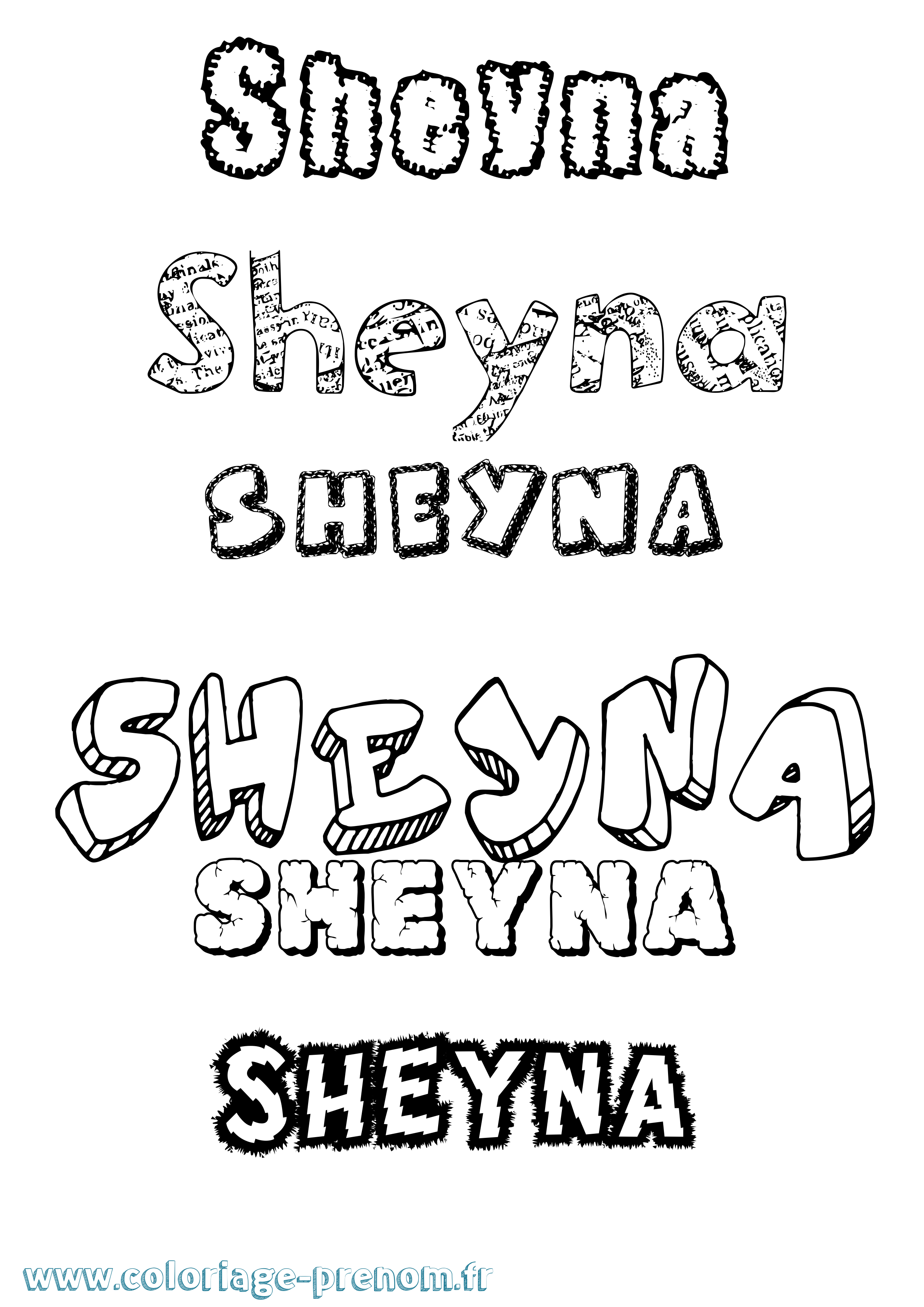 Coloriage Sheyna Destructuré Coloriage prénom Sheyna Destructuré