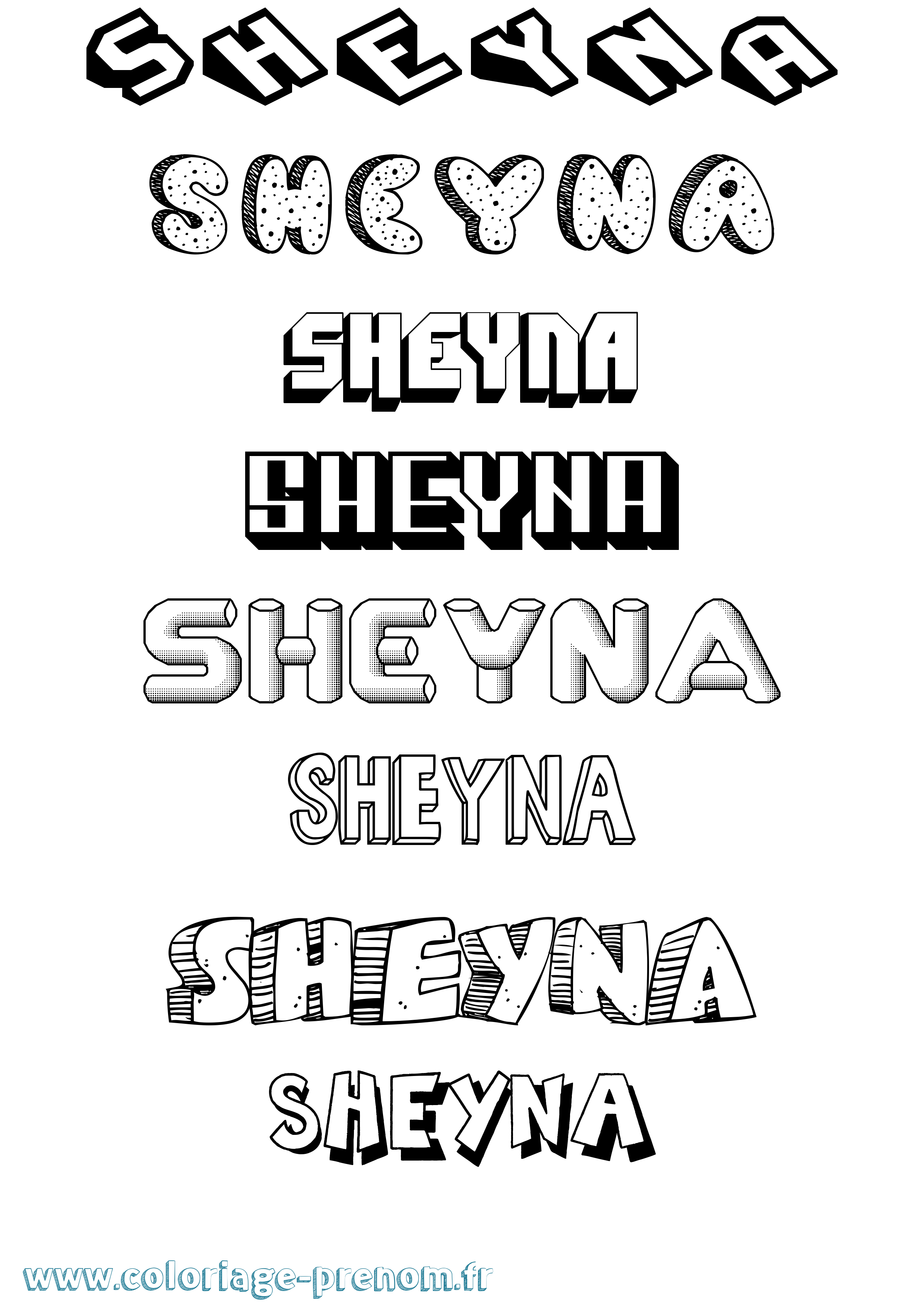 Coloriage Sheyna Effet 3D Coloriage prénom Sheyna Effet 3D