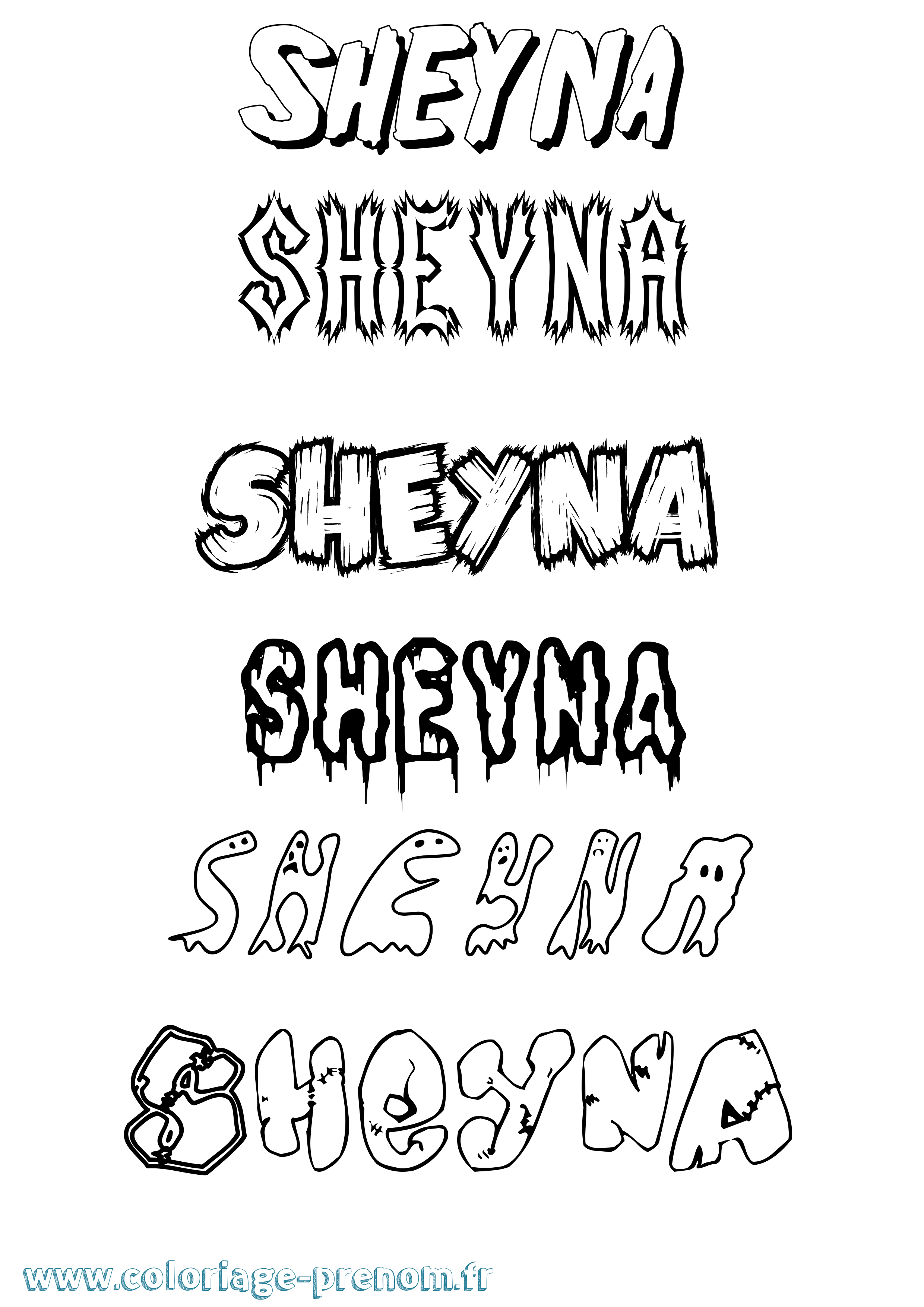 Coloriage Sheyna Frisson Coloriage prénom Sheyna Frisson