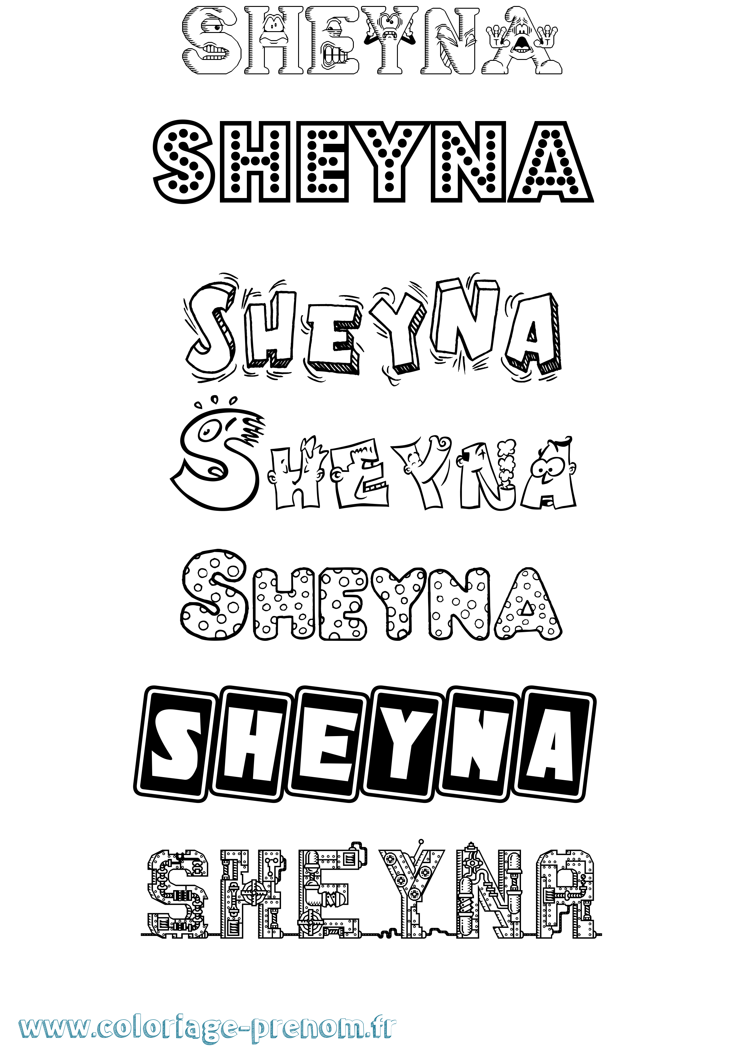 Coloriage Sheyna Fun Coloriage prénom Sheyna Fun