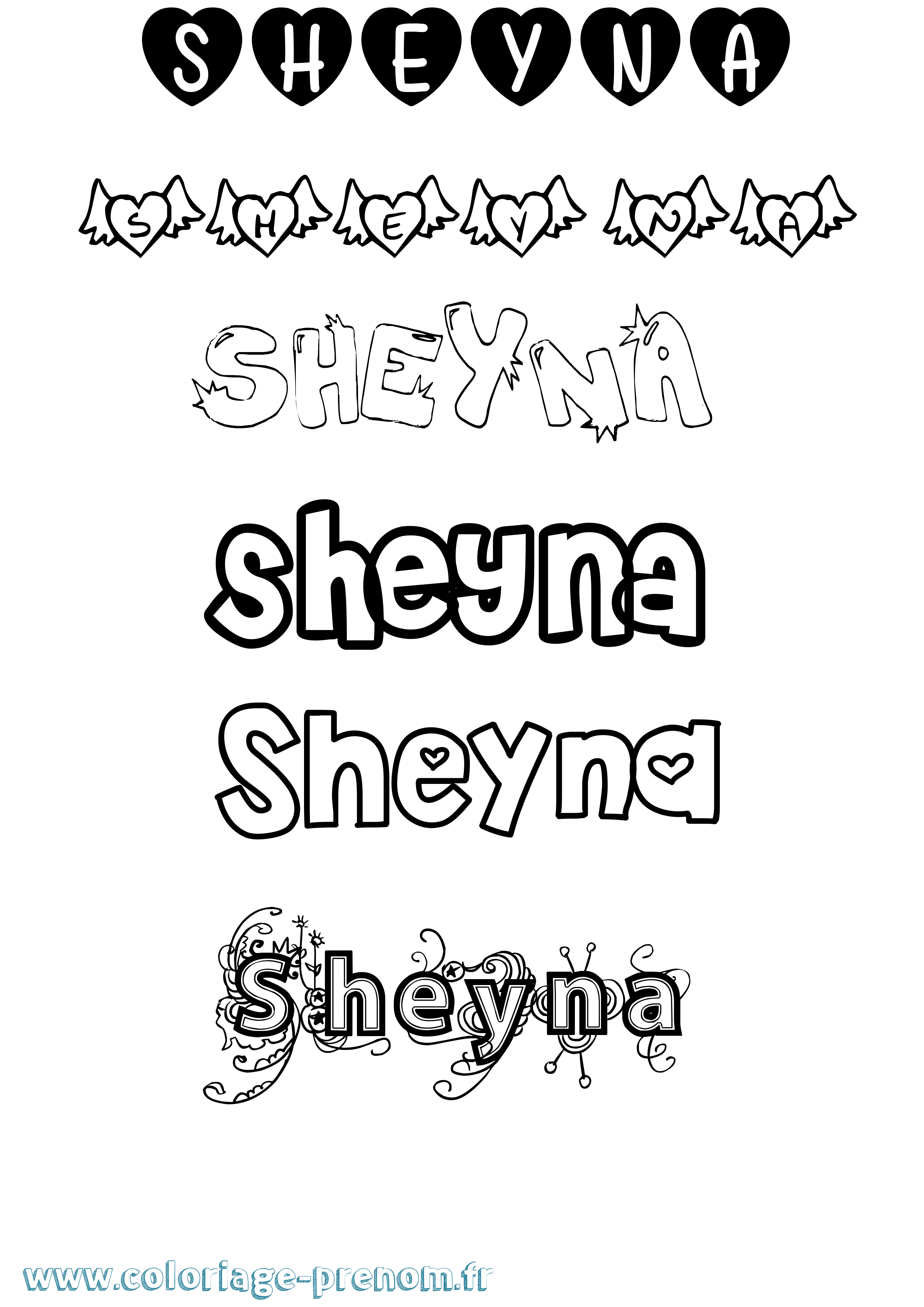 Coloriage Sheyna Girly Coloriage prénom Sheyna Girly