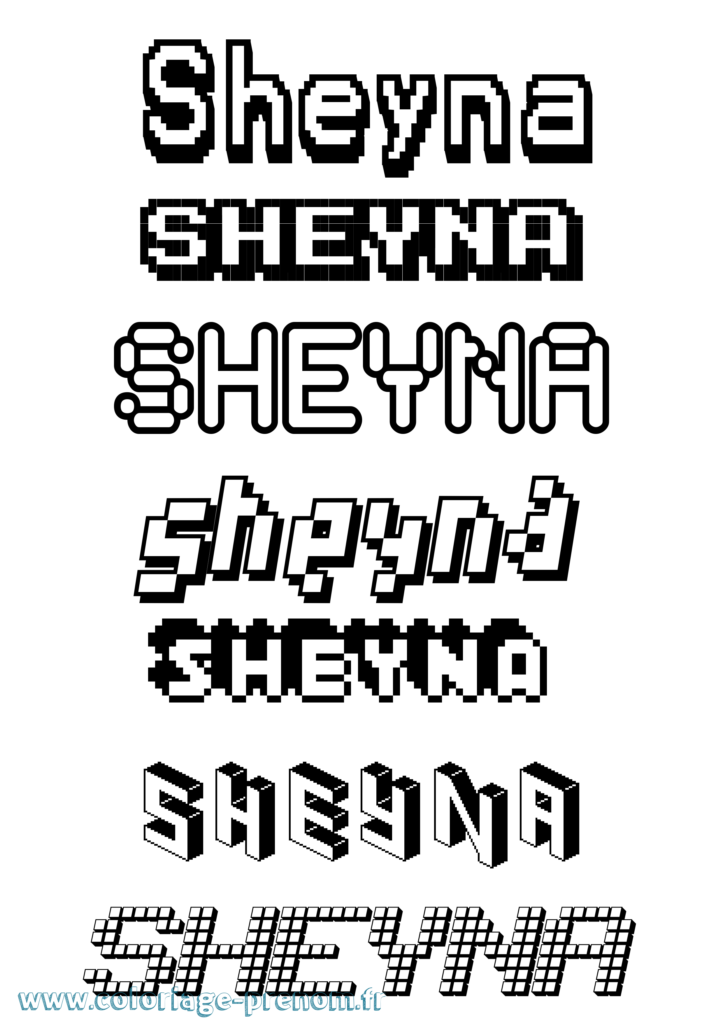 Coloriage Sheyna Pixel Coloriage prénom Sheyna Pixel