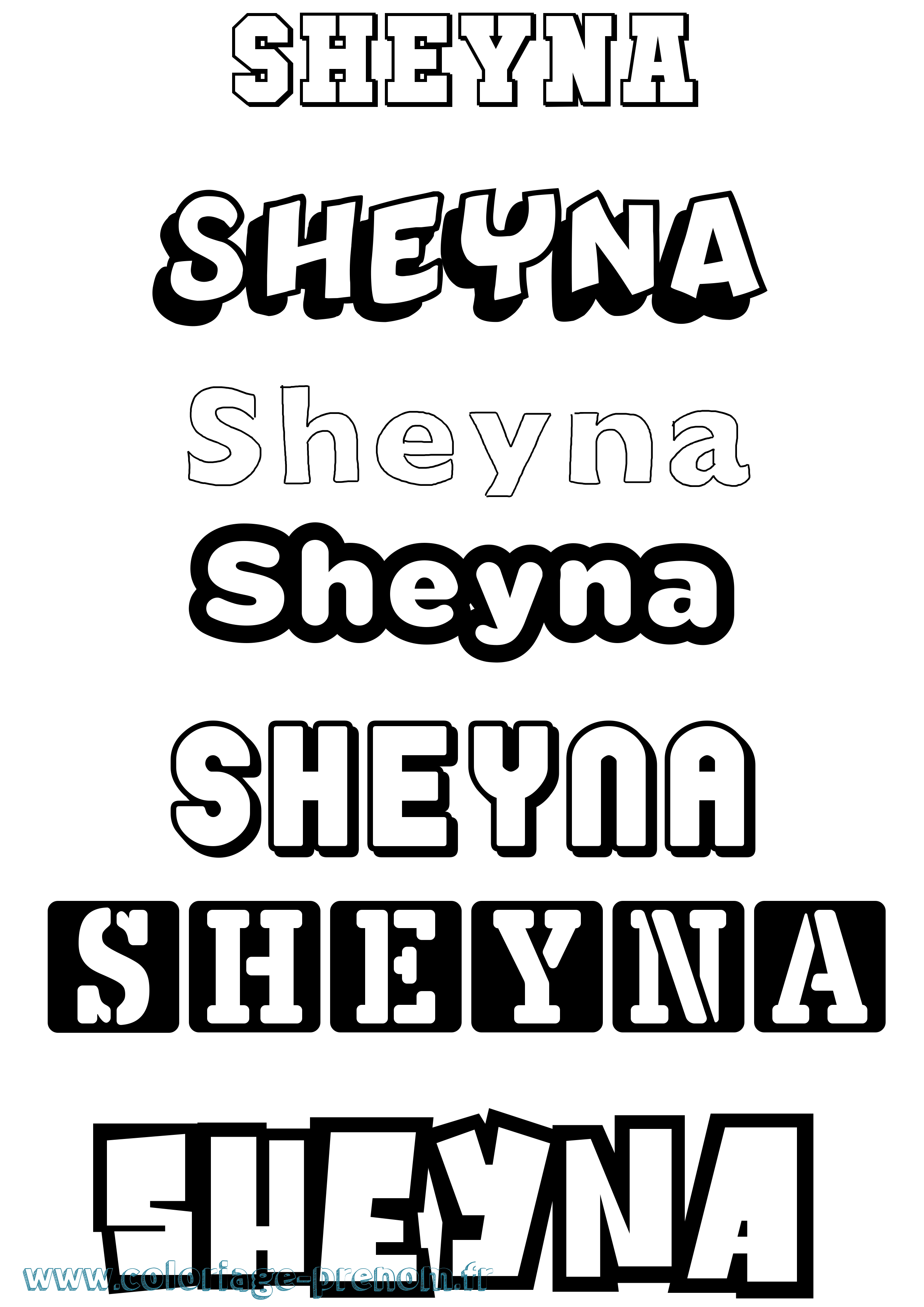 Coloriage Sheyna Simple Coloriage prénom Sheyna Simple