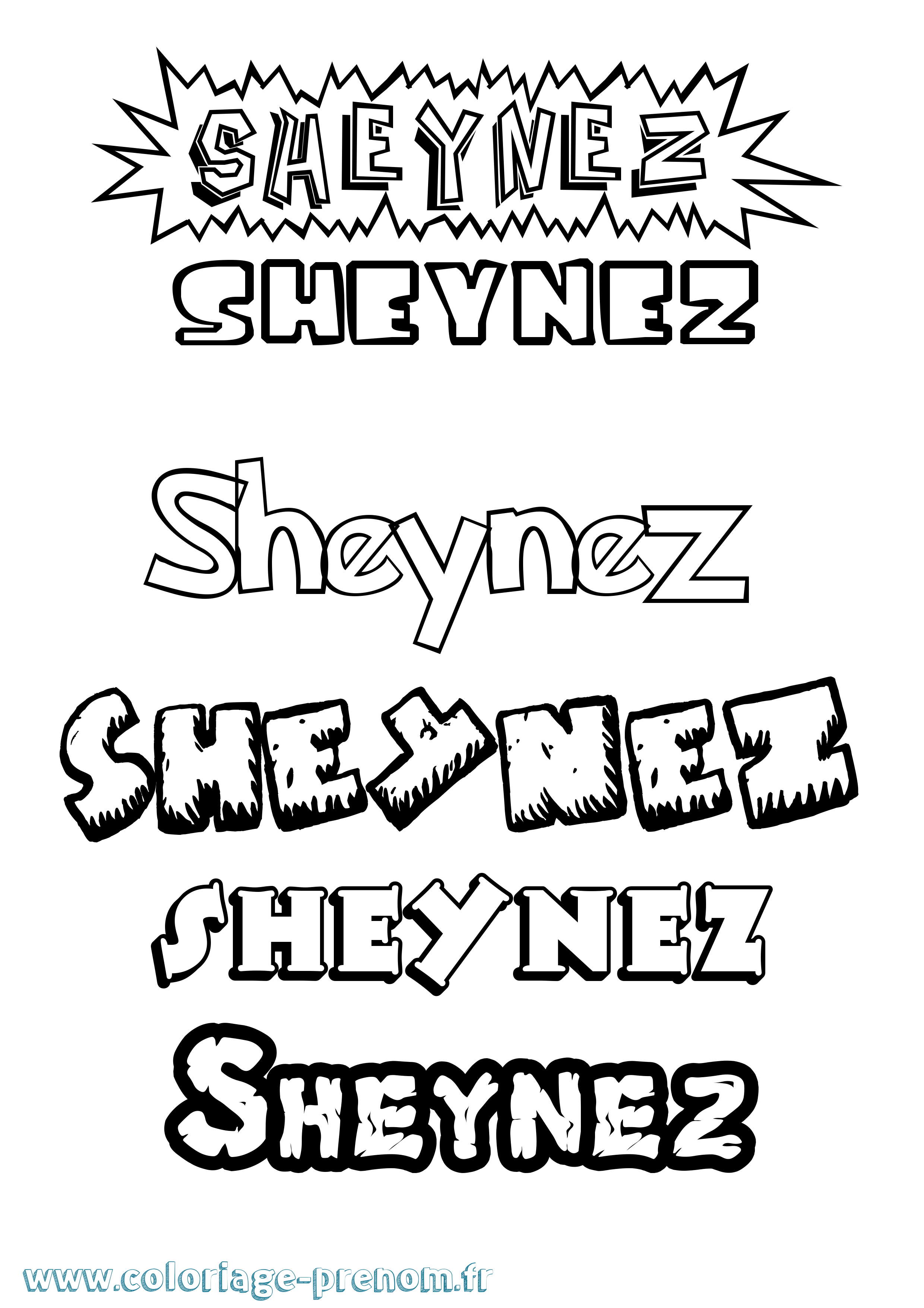 Coloriage Sheynez Dessin Animé Coloriage prénom Sheynez Dessin Animé