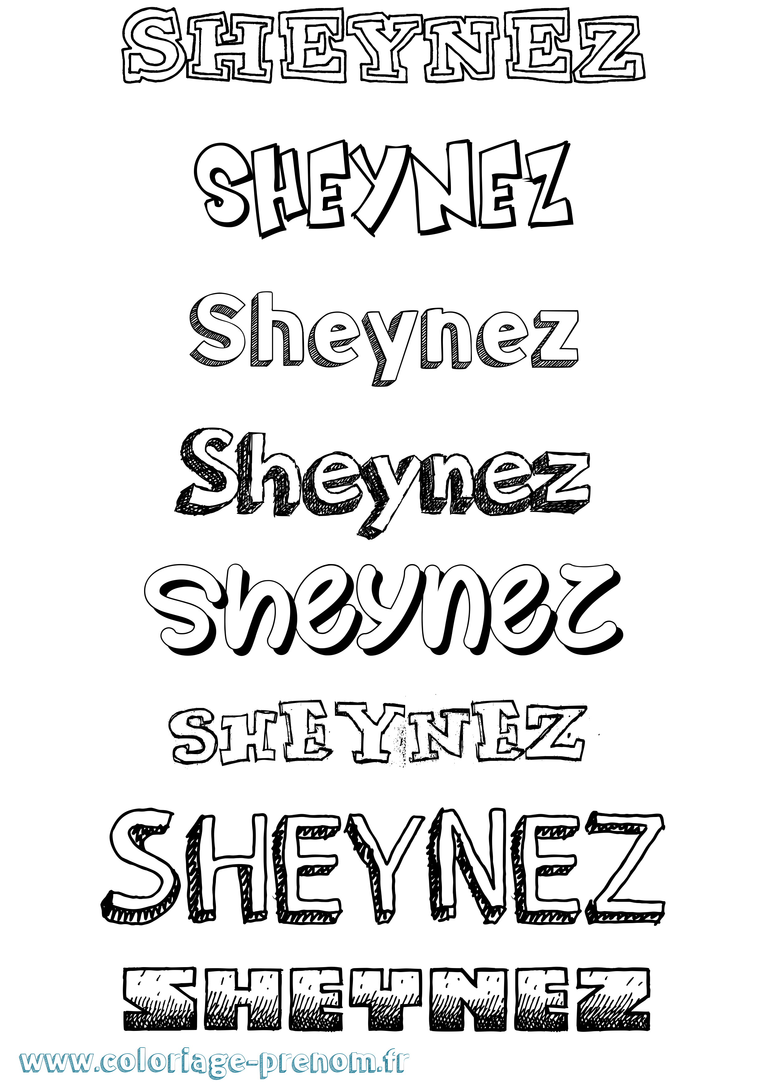 Coloriage Sheynez Dessiné Coloriage prénom Sheynez Dessiné