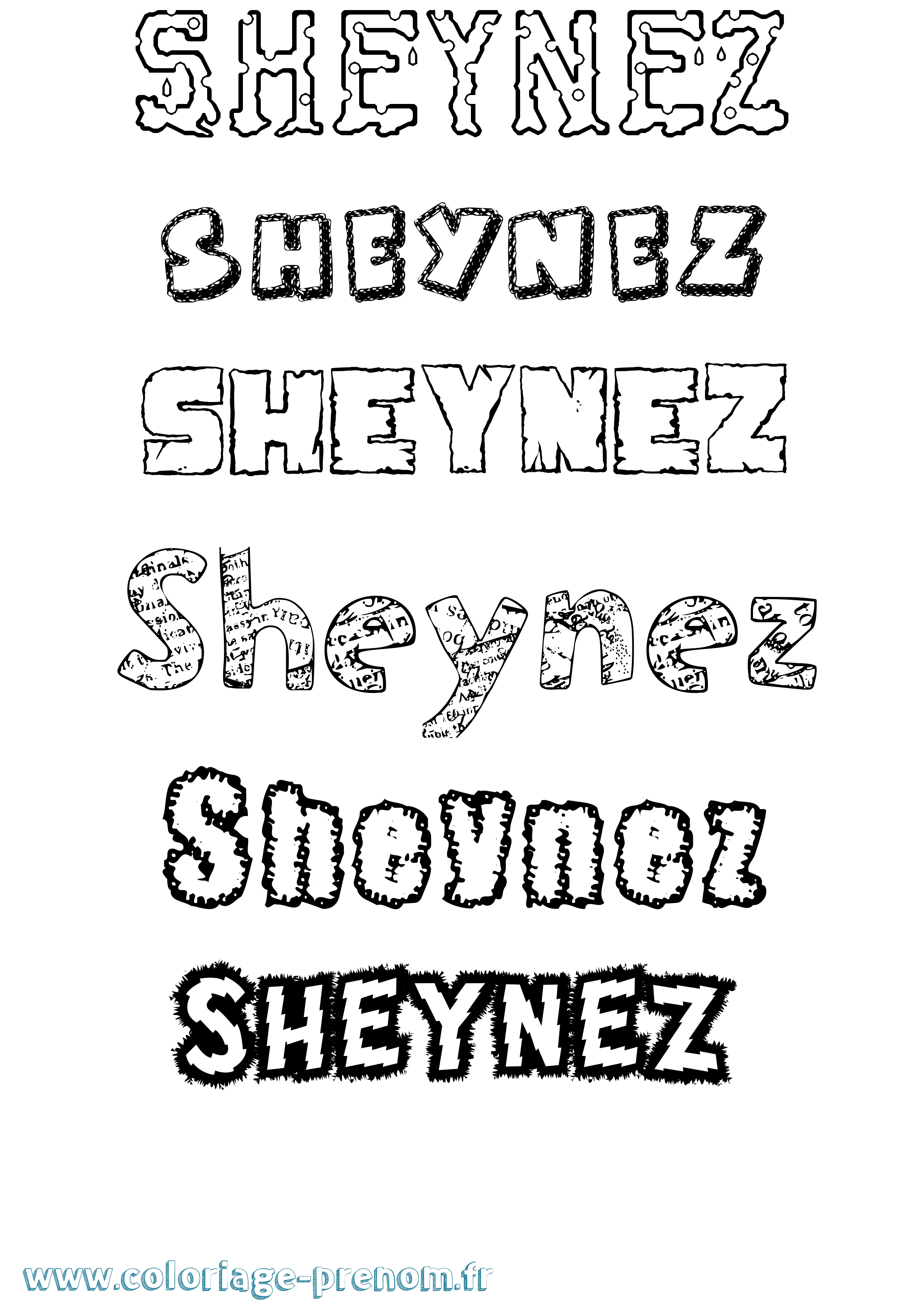 Coloriage Sheynez Destructuré Coloriage prénom Sheynez Destructuré