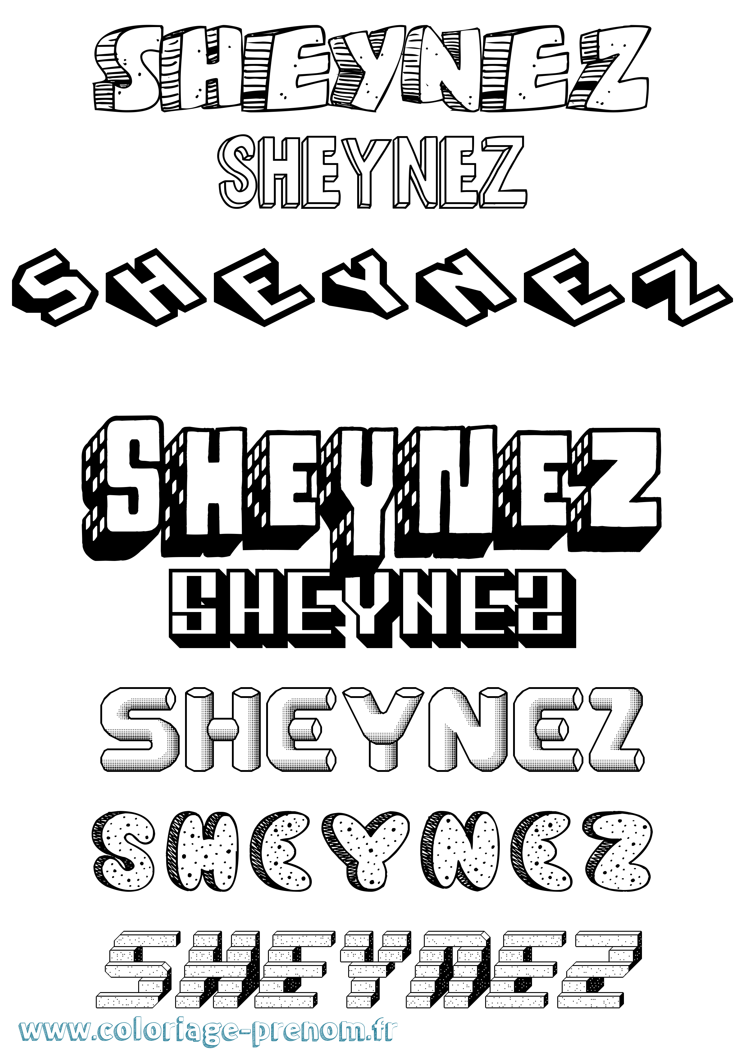 Coloriage Sheynez Effet 3D Coloriage prénom Sheynez Effet 3D