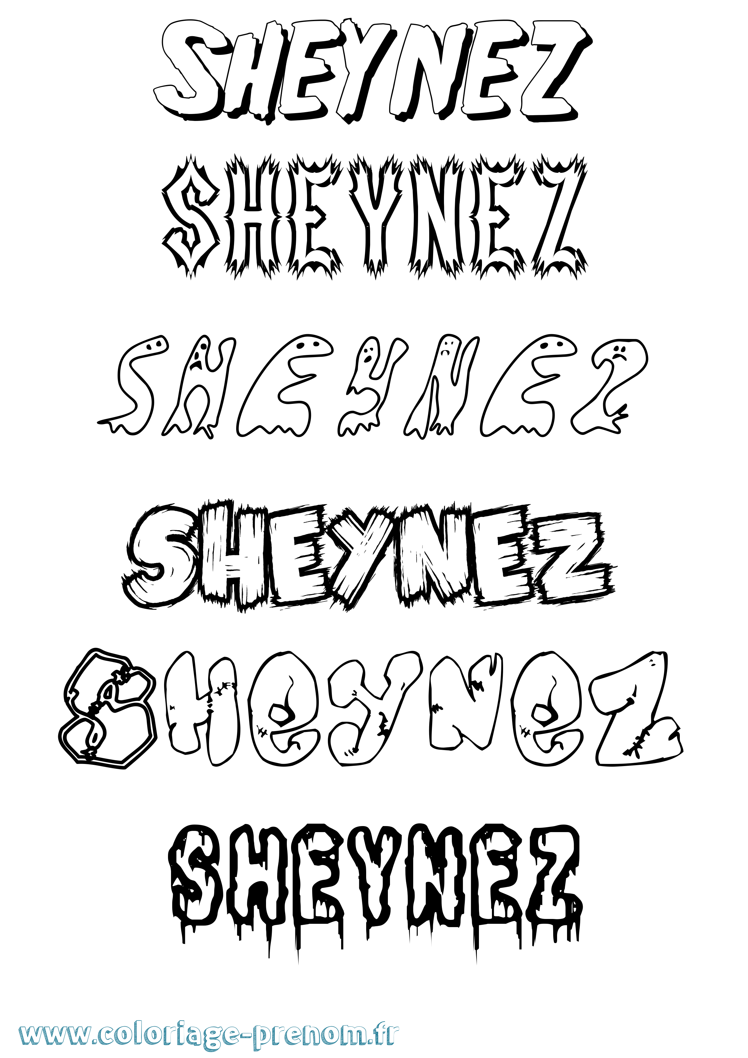 Coloriage Sheynez Frisson Coloriage prénom Sheynez Frisson