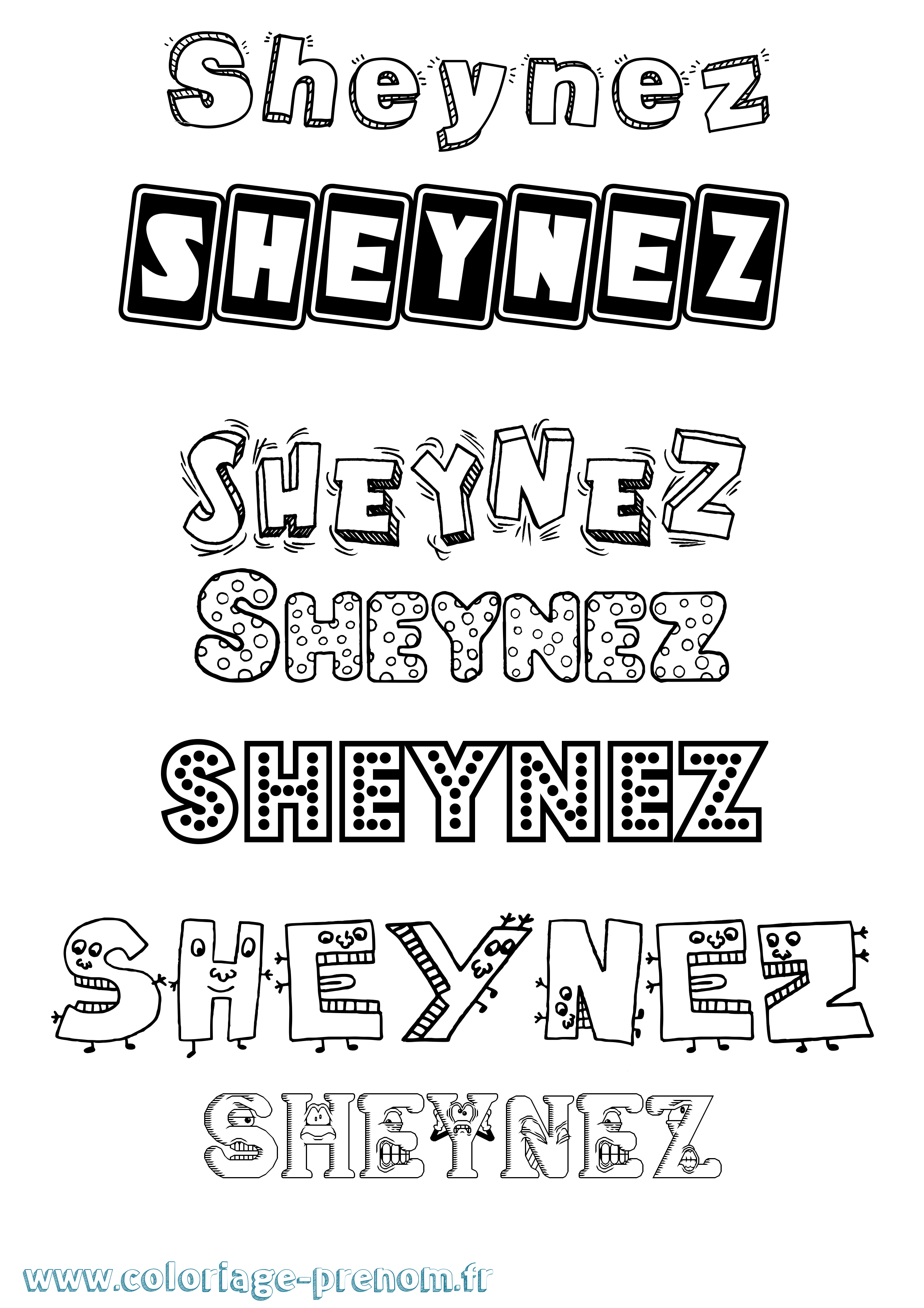 Coloriage Sheynez Fun Coloriage prénom Sheynez Fun