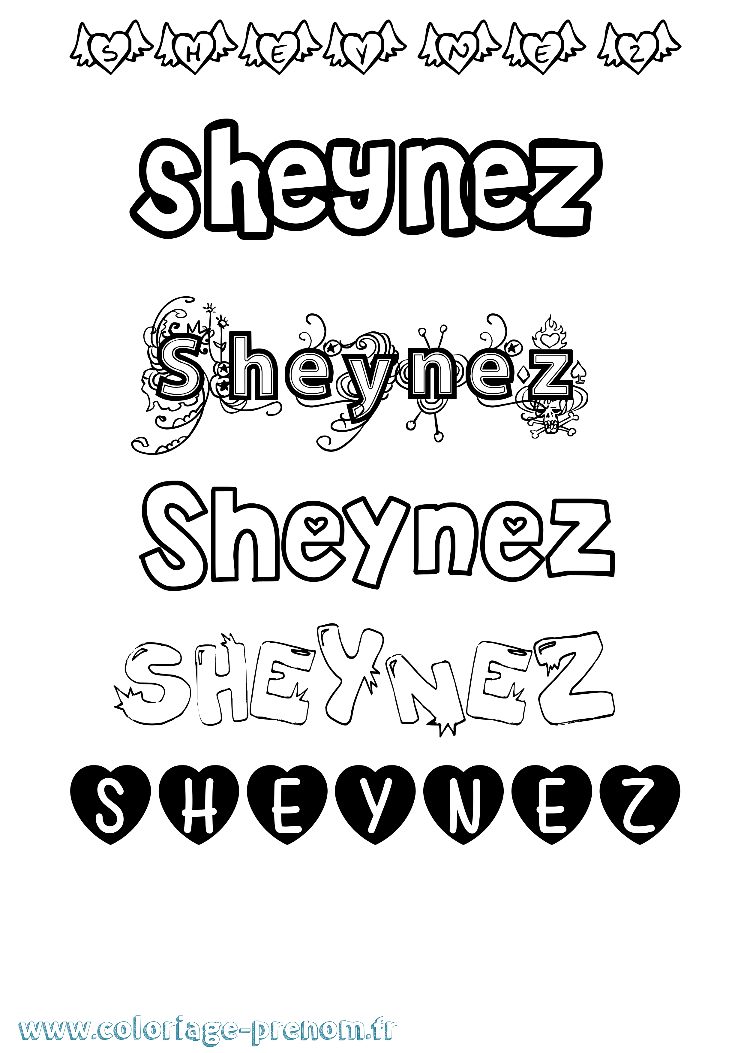 Coloriage Sheynez Girly Coloriage prénom Sheynez Girly