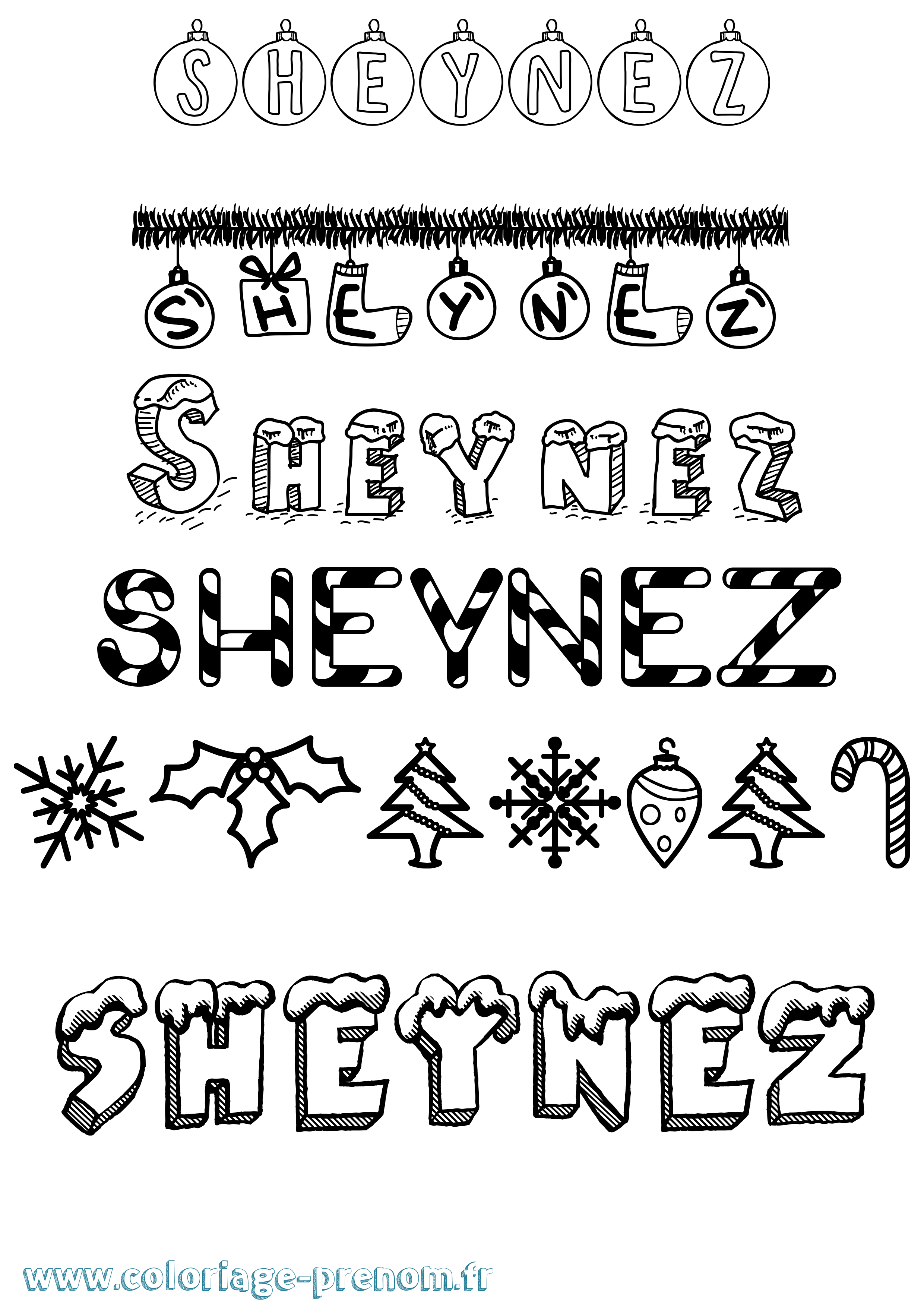 Coloriage Sheynez Noël Coloriage prénom Sheynez Noël