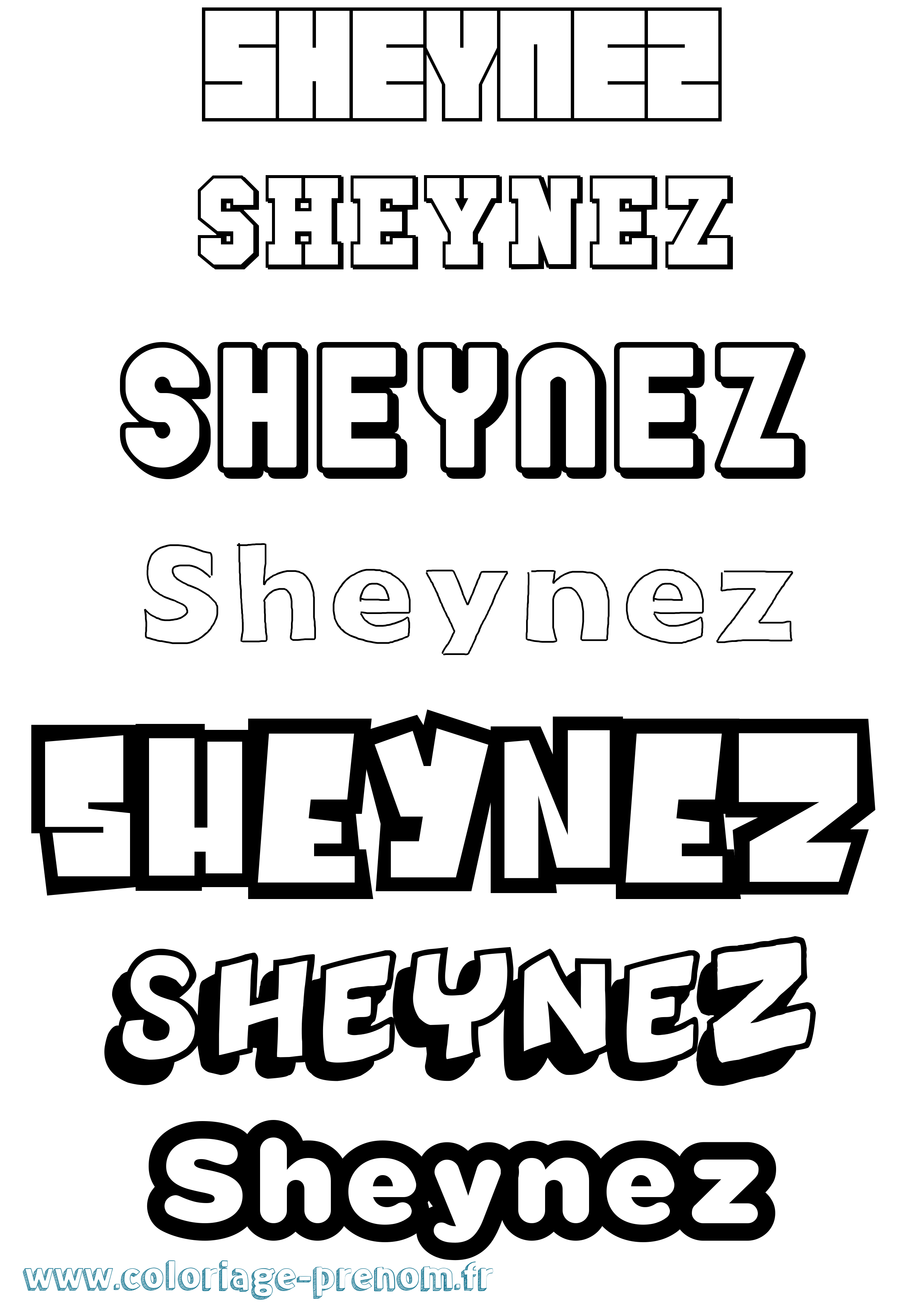 Coloriage Sheynez Simple Coloriage prénom Sheynez Simple