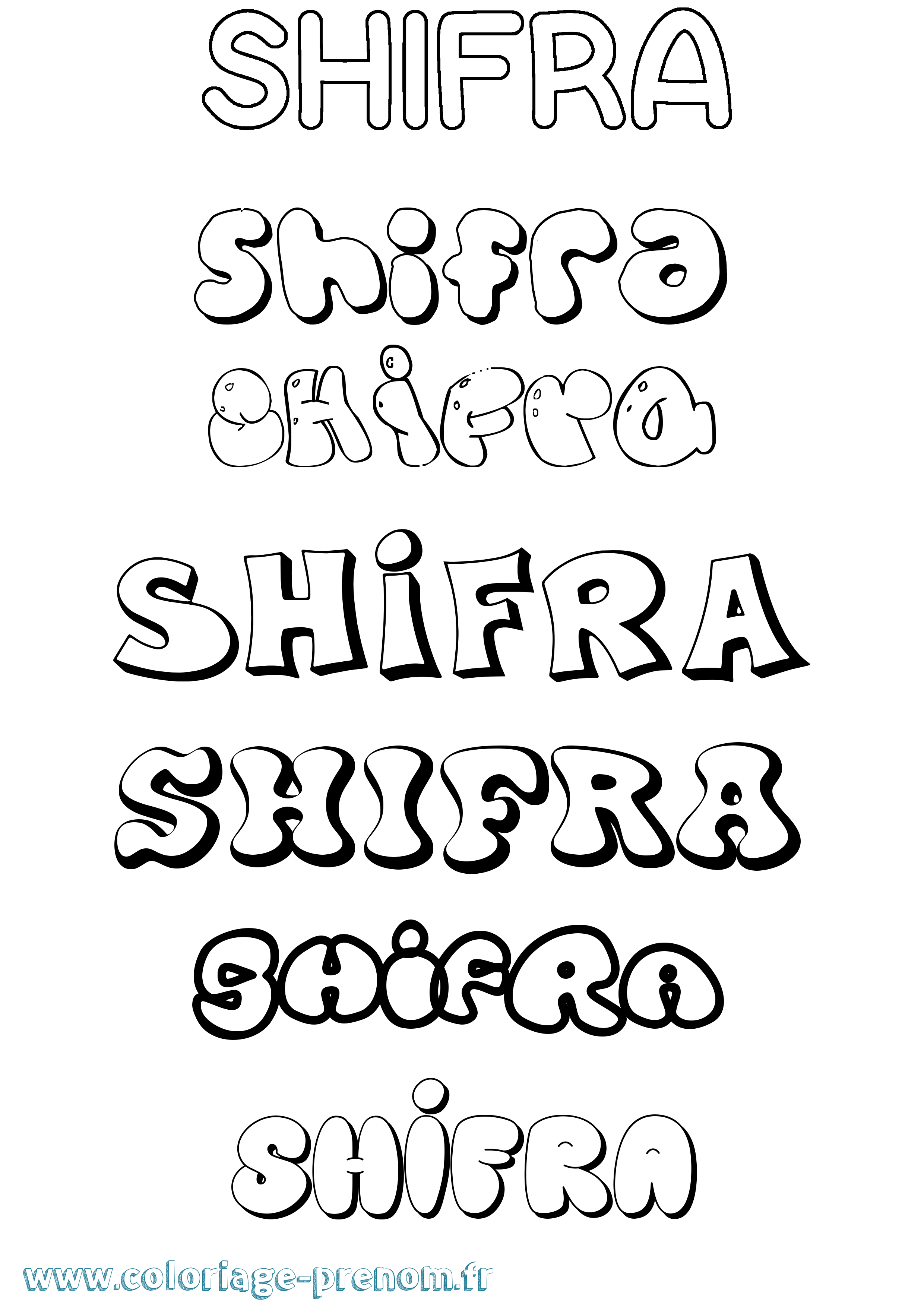 Coloriage Shifra Bubble Coloriage prénom Shifra Bubble