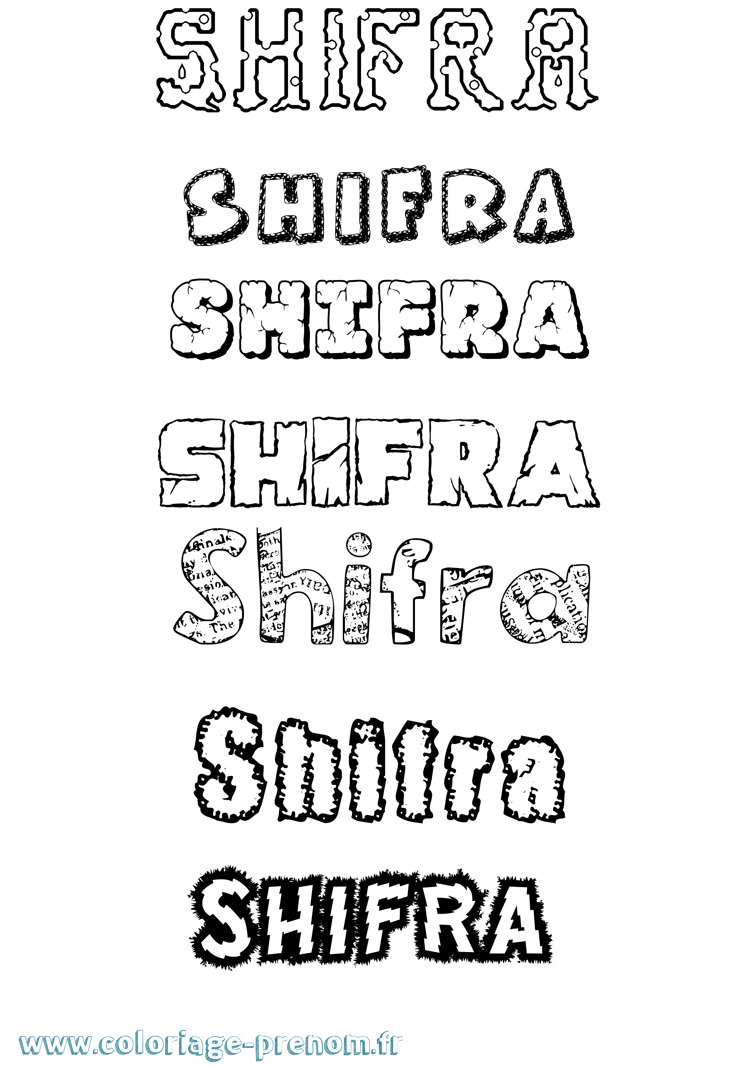 Coloriage Shifra Destructuré Coloriage prénom Shifra Destructuré