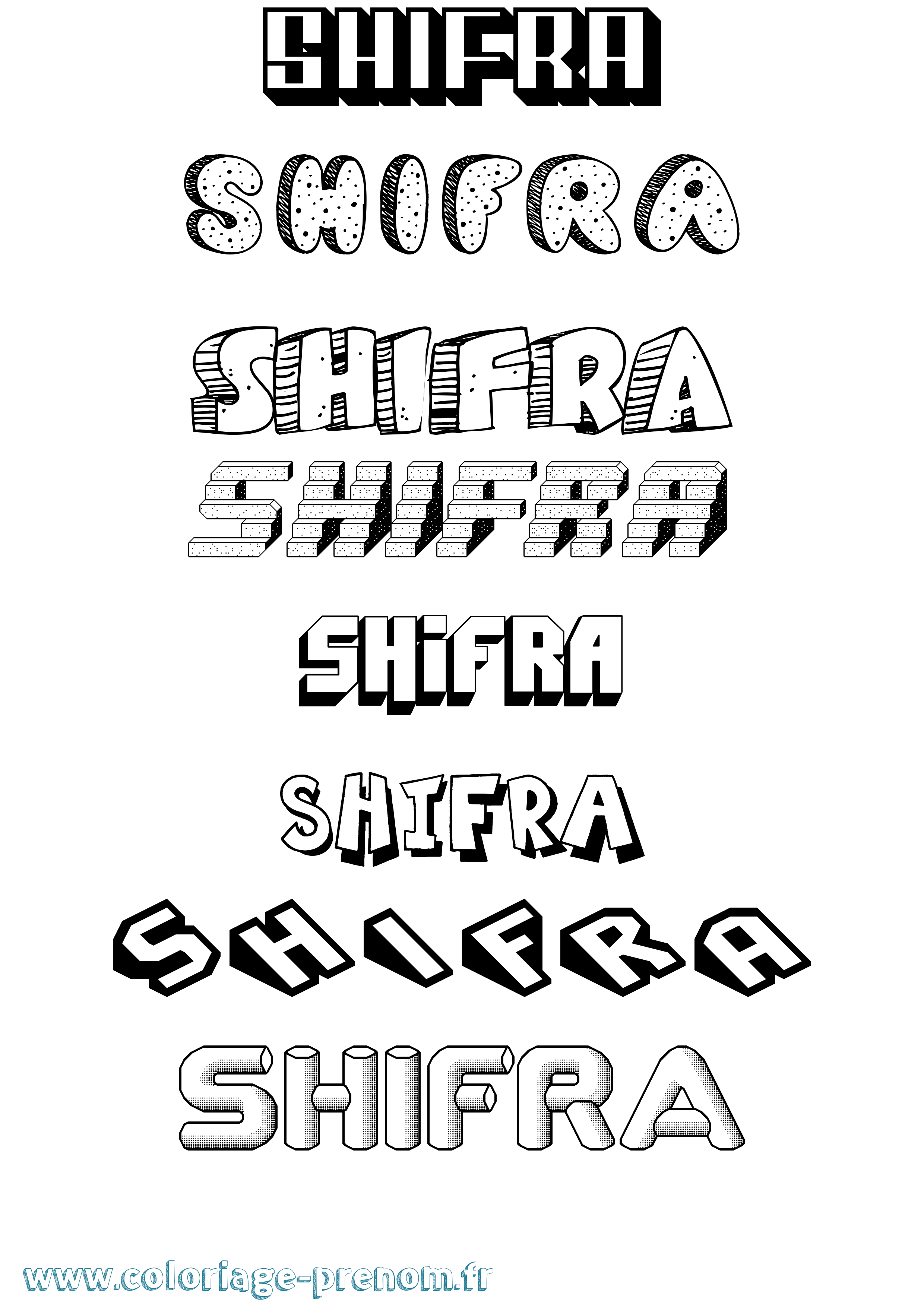 Coloriage Shifra Effet 3D Coloriage prénom Shifra Effet 3D