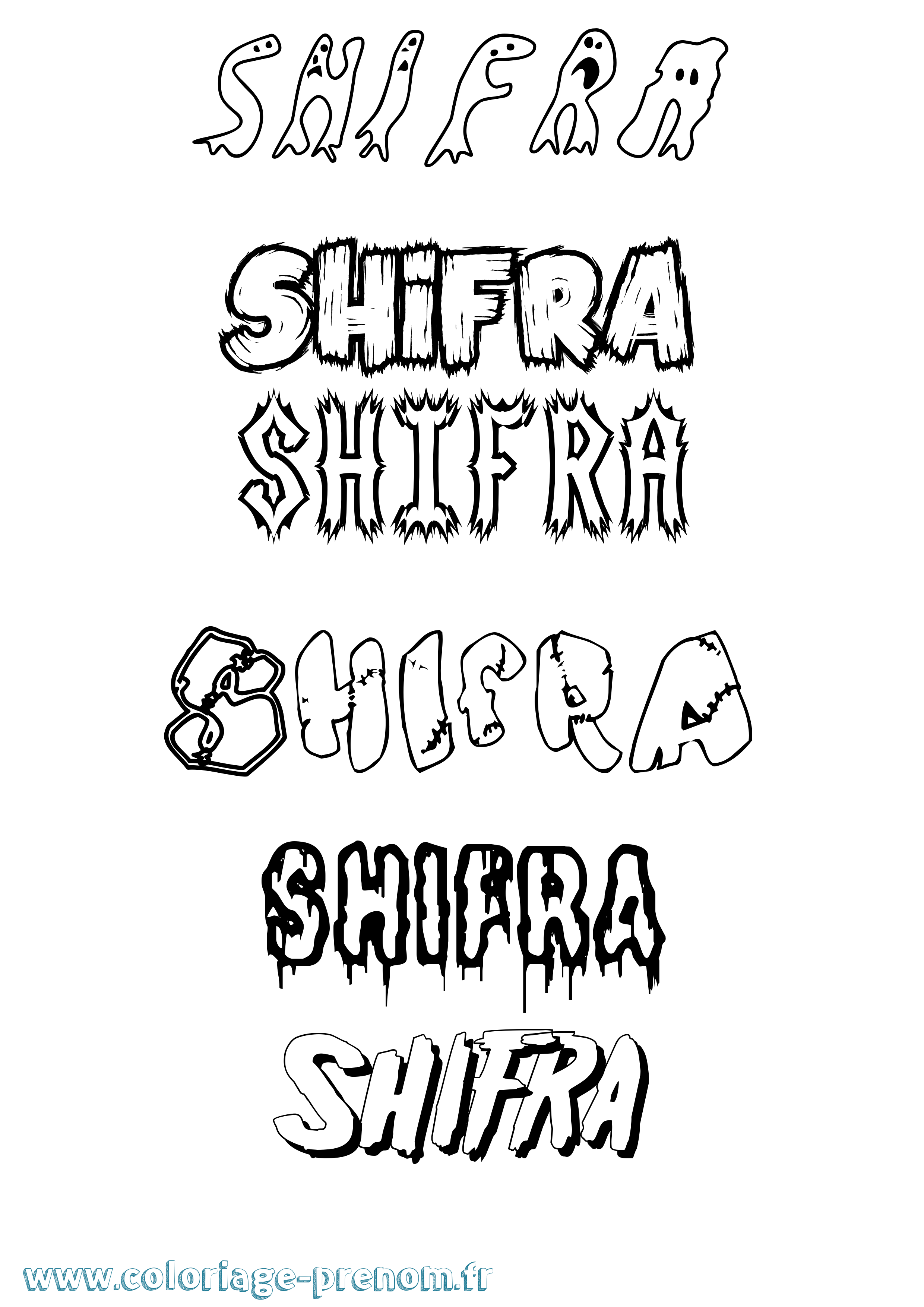 Coloriage Shifra Frisson Coloriage prénom Shifra Frisson