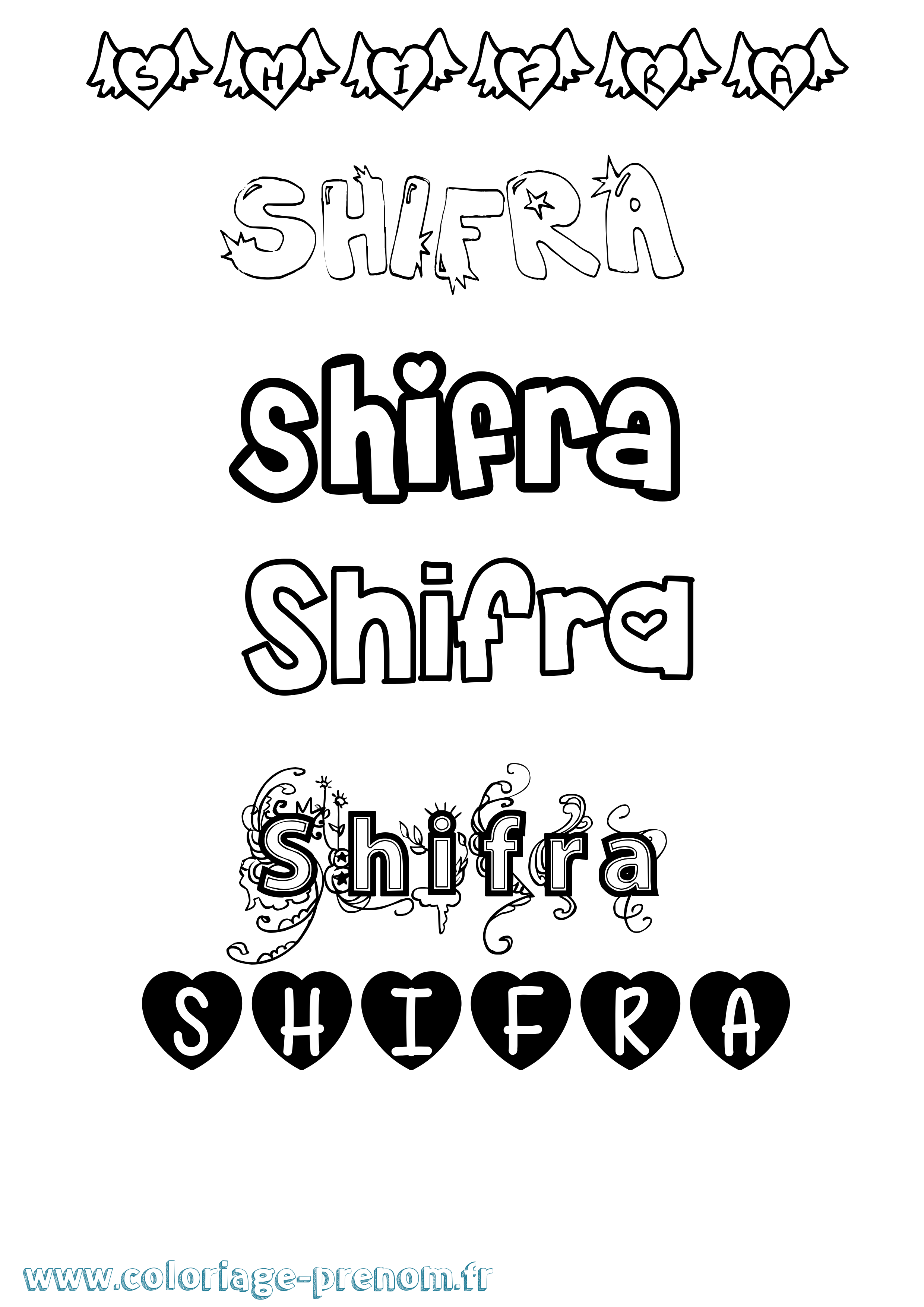 Coloriage Shifra Girly Coloriage prénom Shifra Girly