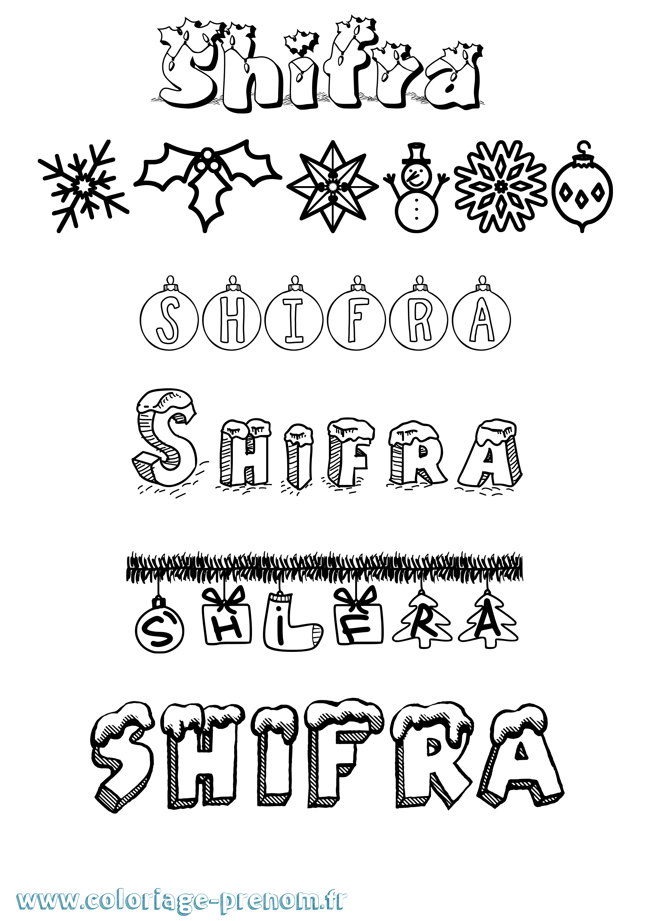 Coloriage Shifra Noël Coloriage prénom Shifra Noël