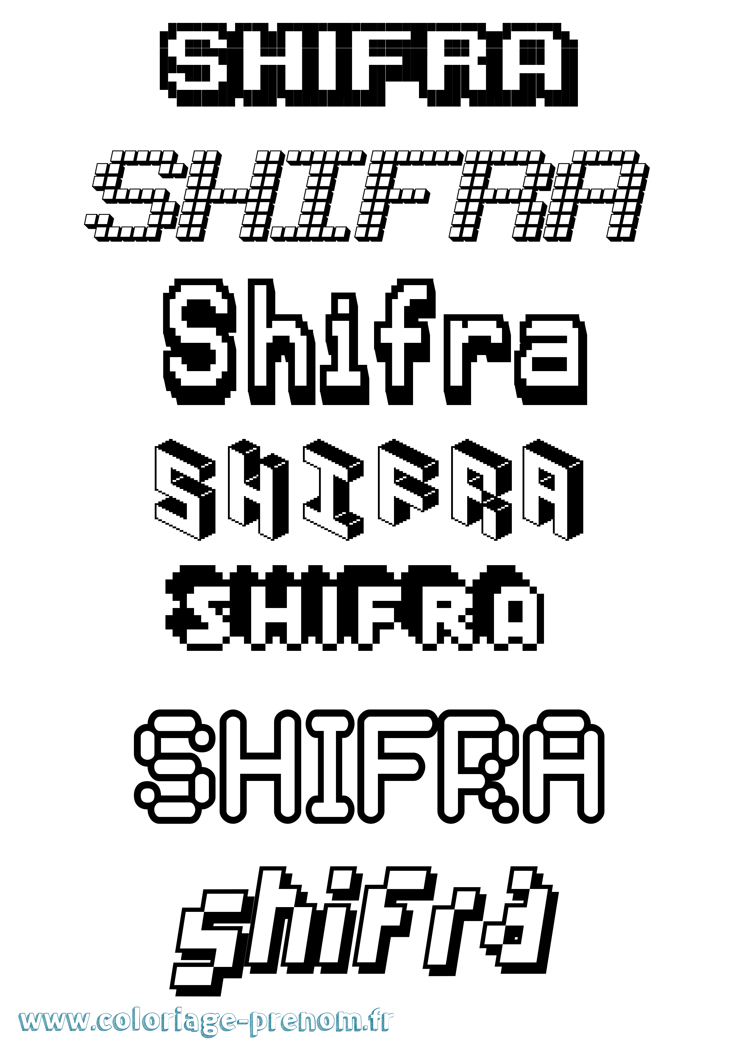 Coloriage Shifra Pixel Coloriage prénom Shifra Pixel