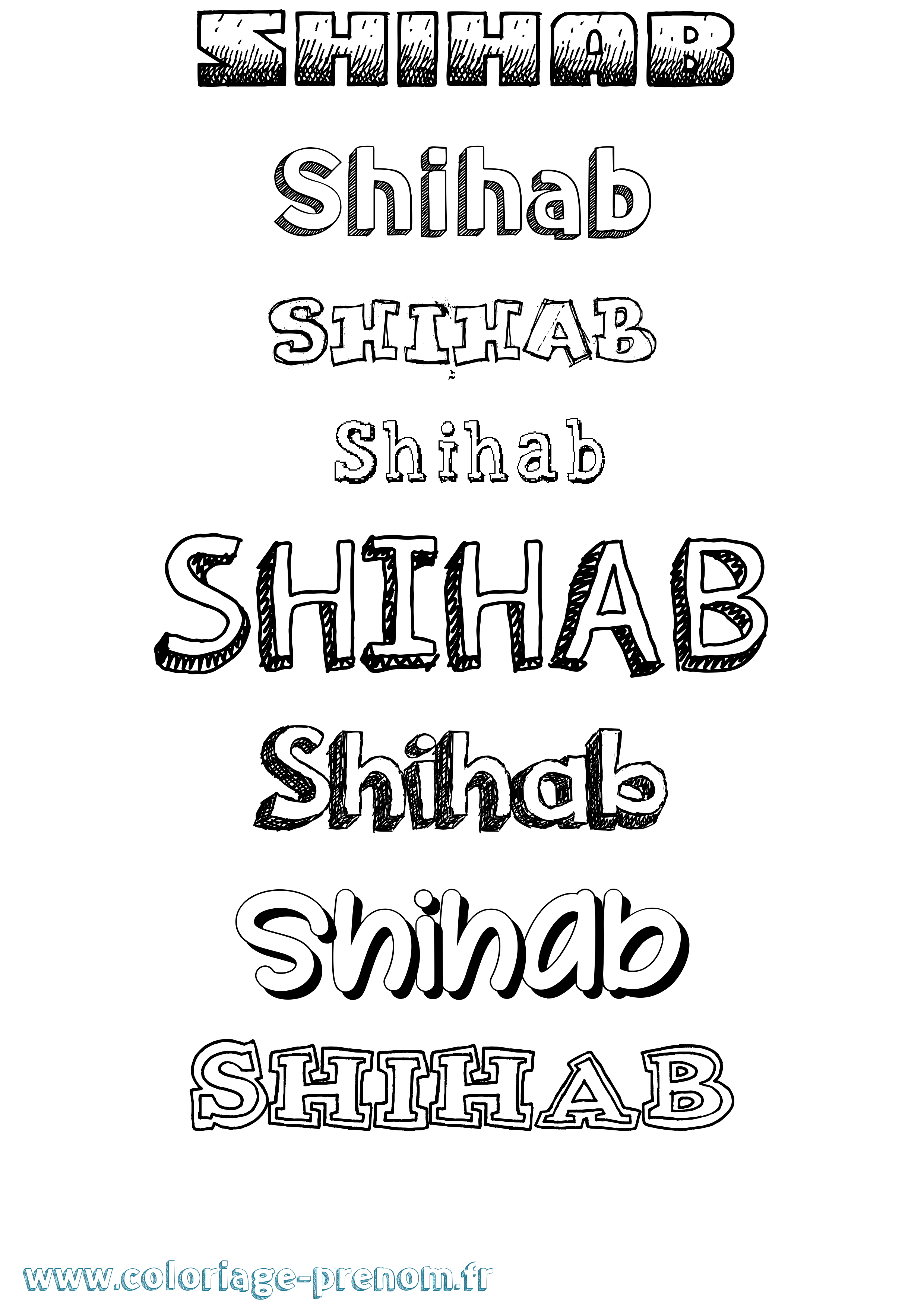 Coloriage Shihab Dessiné Coloriage prénom Shihab Dessiné