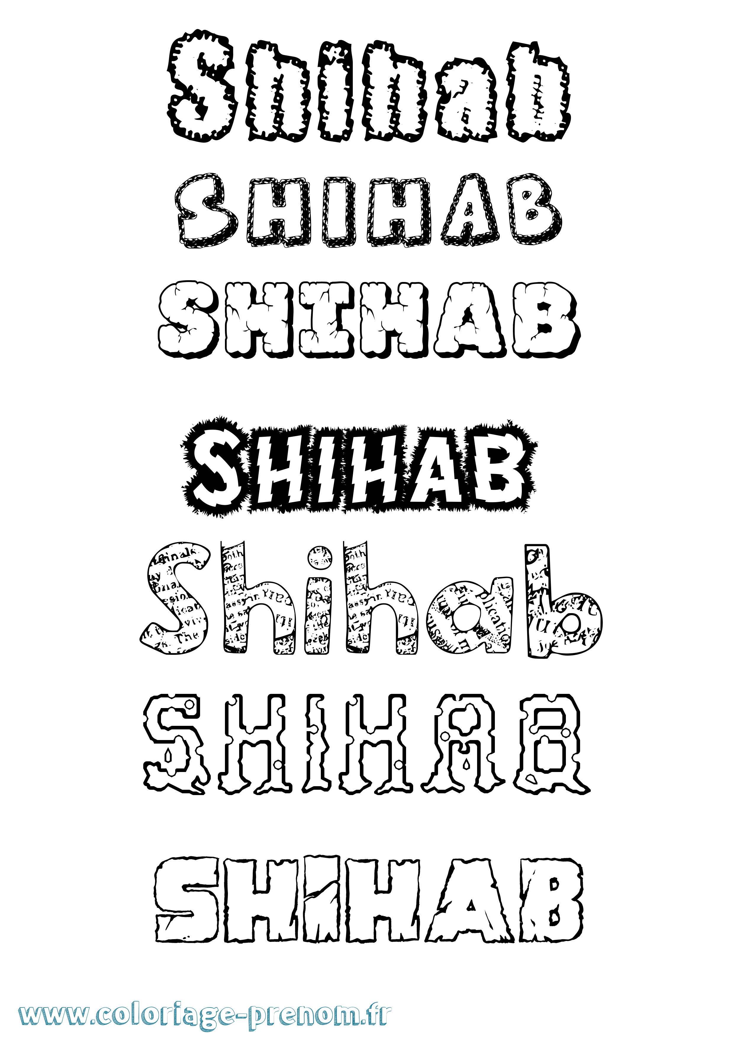 Coloriage Shihab Destructuré Coloriage prénom Shihab Destructuré