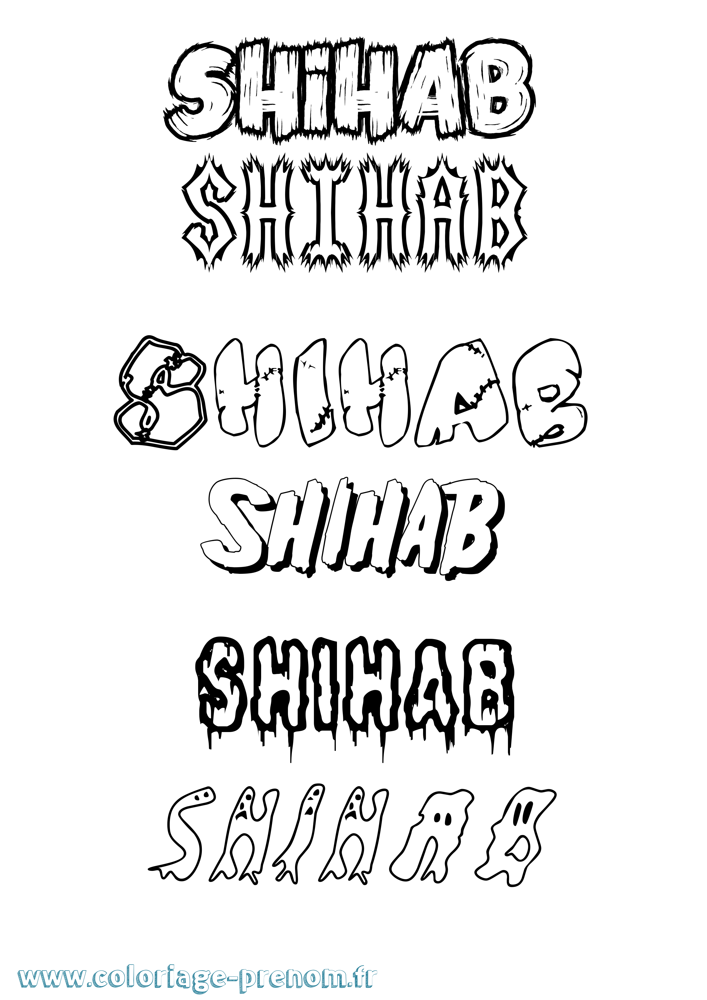 Coloriage Shihab Frisson Coloriage prénom Shihab Frisson