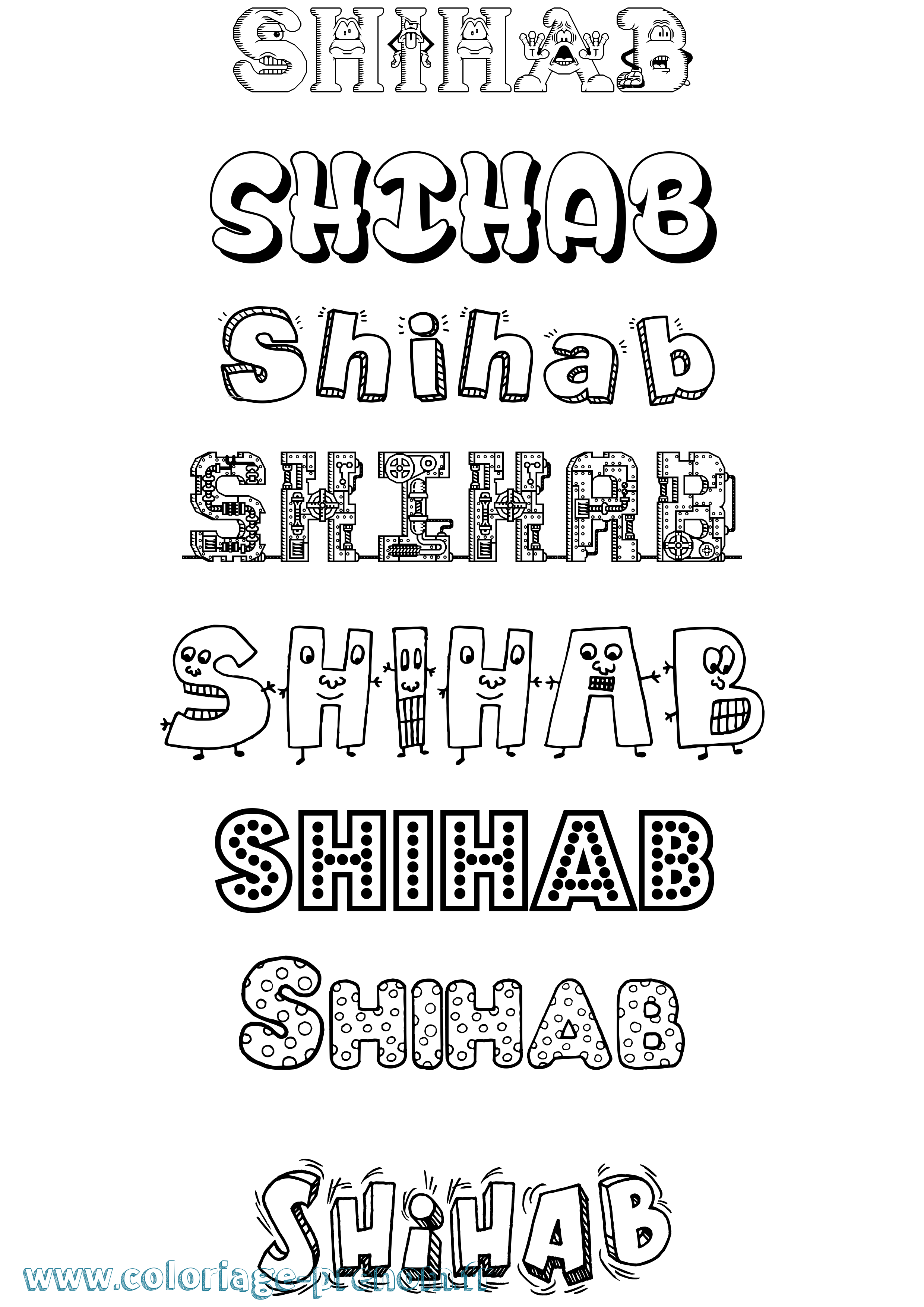 Coloriage Shihab Fun Coloriage prénom Shihab Fun