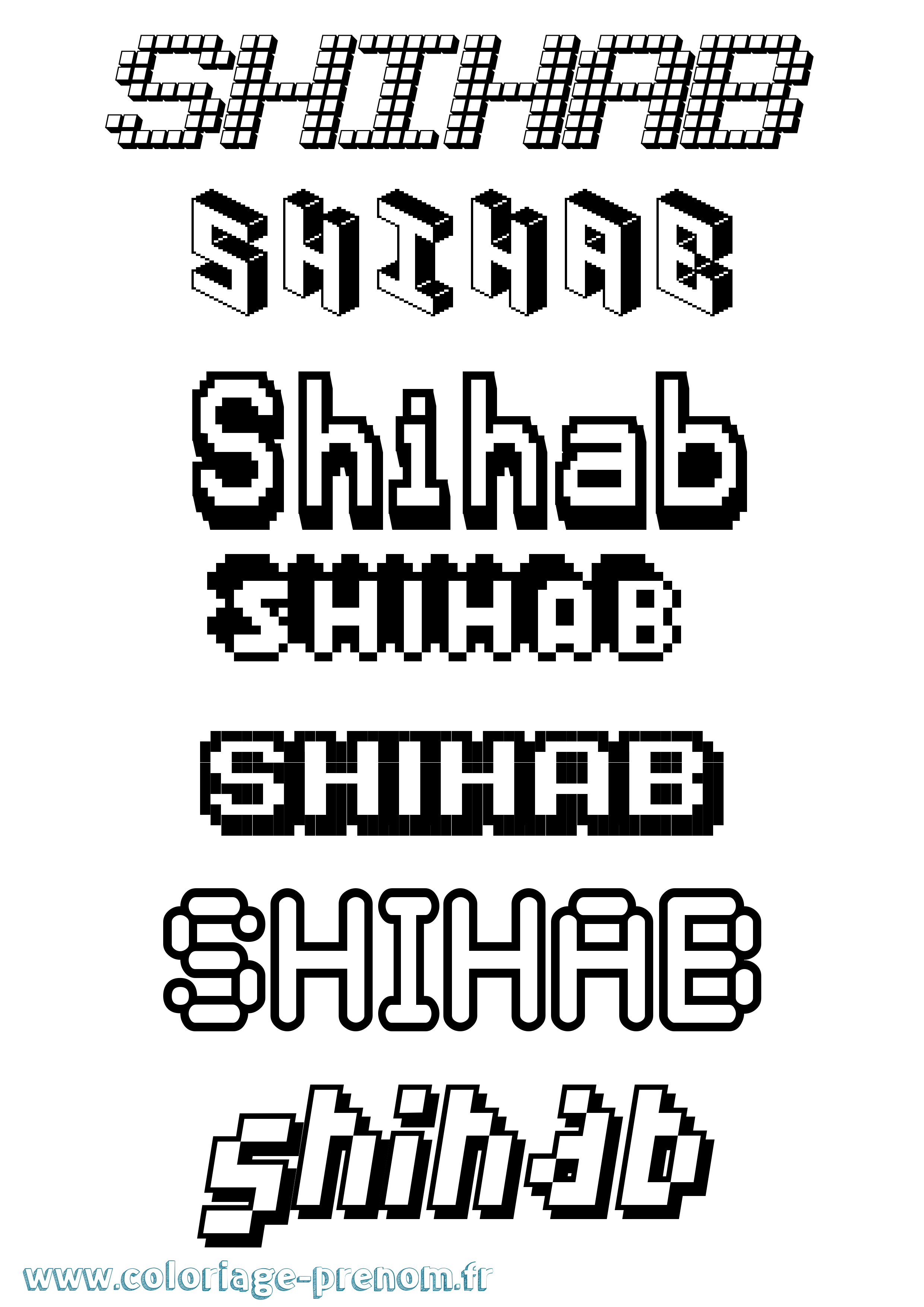 Coloriage Shihab Pixel Coloriage prénom Shihab Pixel