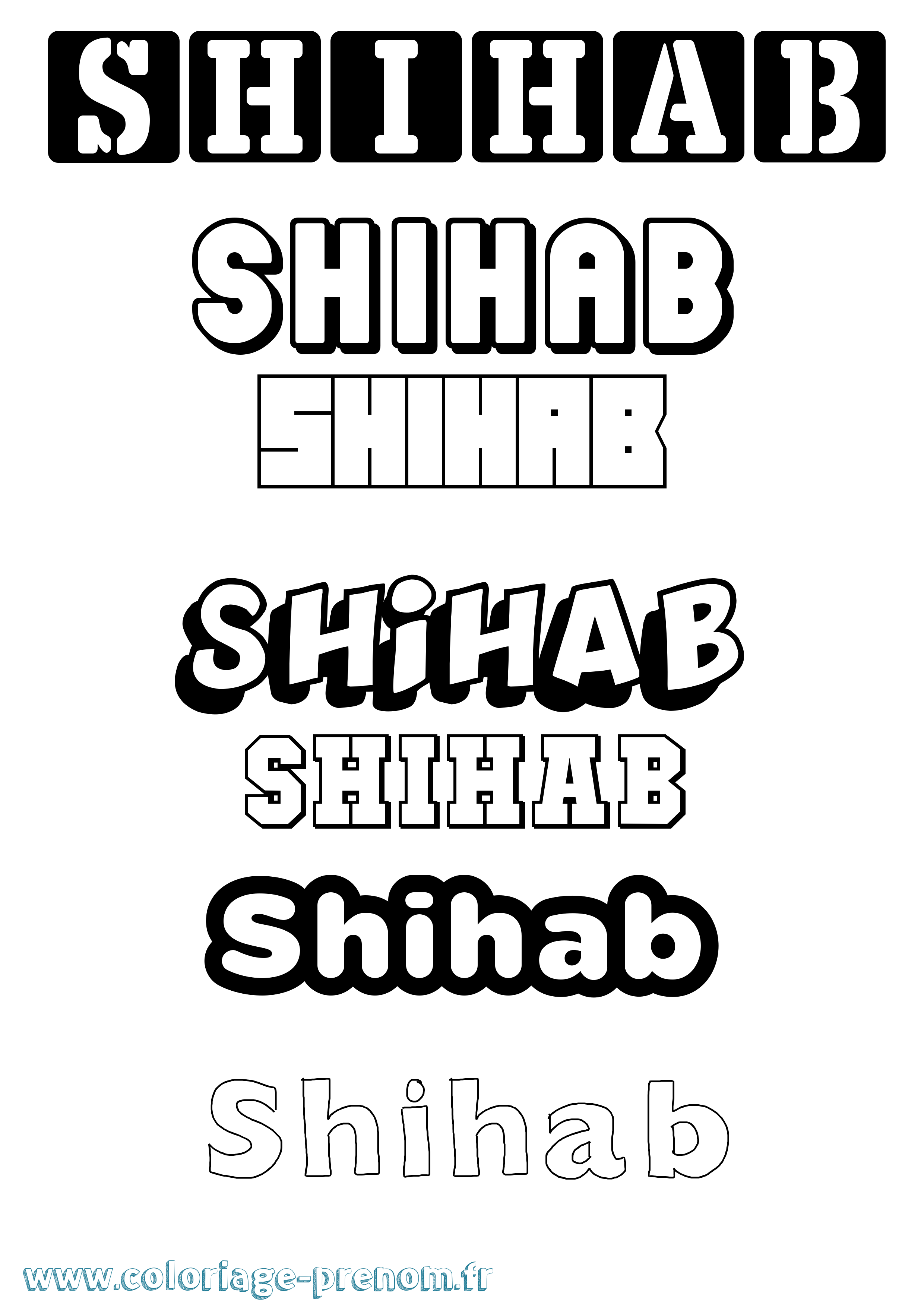 Coloriage Shihab Simple Coloriage prénom Shihab Simple