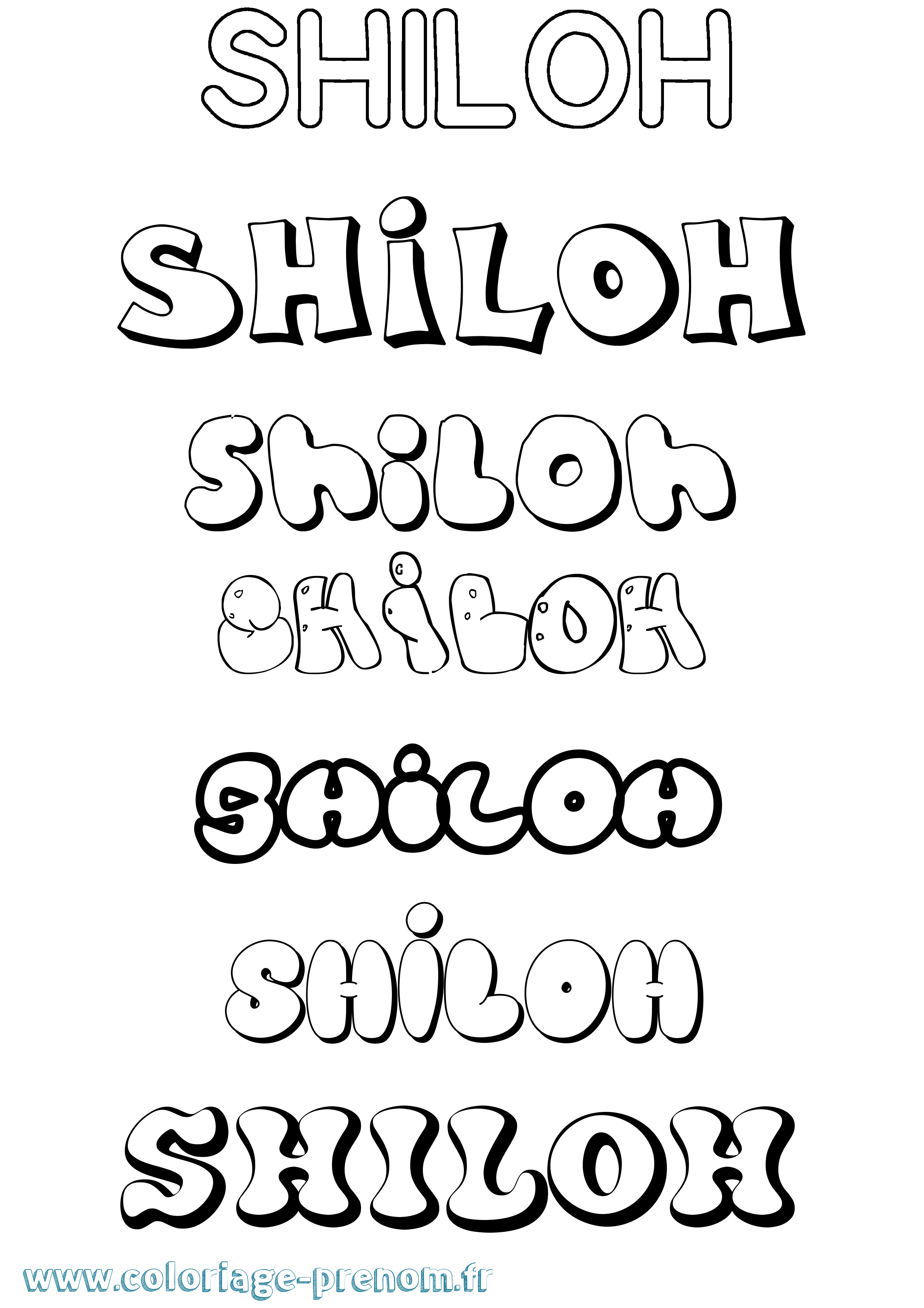 Coloriage Shiloh Bubble Coloriage prénom Shiloh Bubble