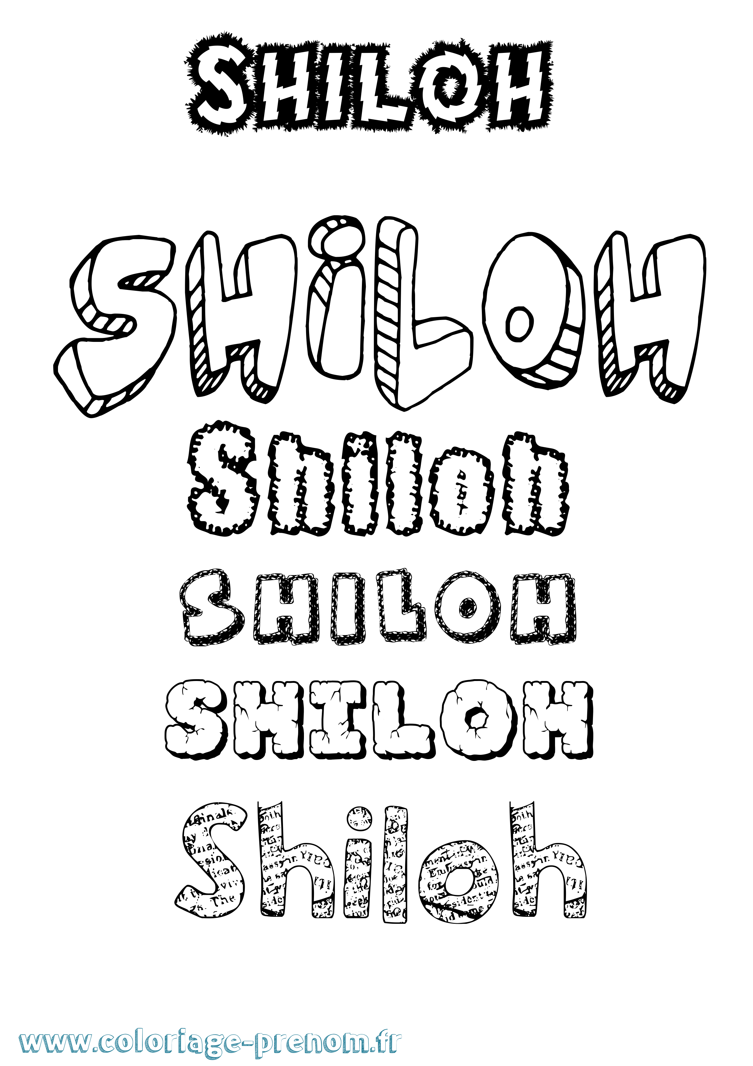 Coloriage Shiloh Destructuré Coloriage prénom Shiloh Destructuré