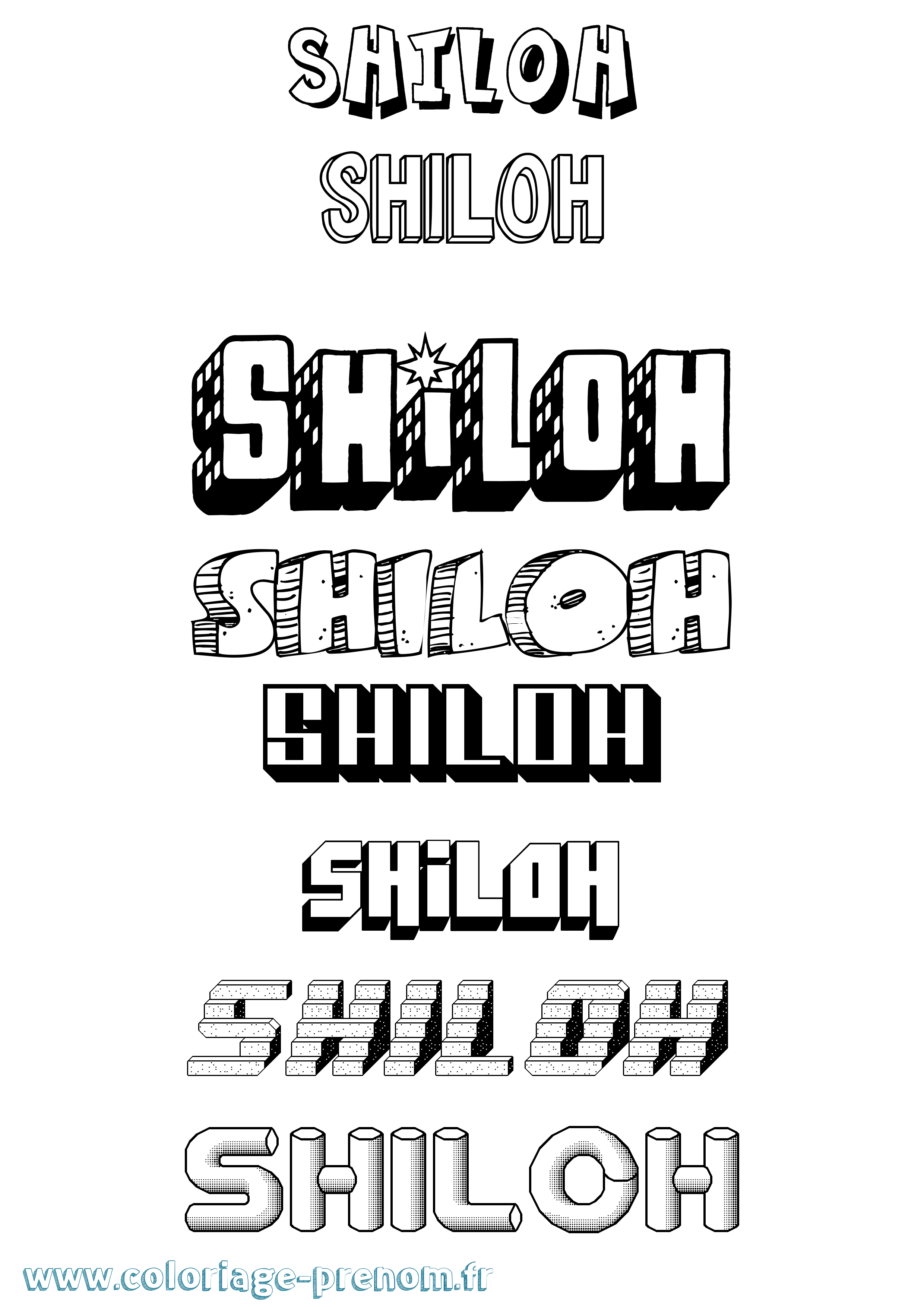 Coloriage Shiloh Effet 3D Coloriage prénom Shiloh Effet 3D