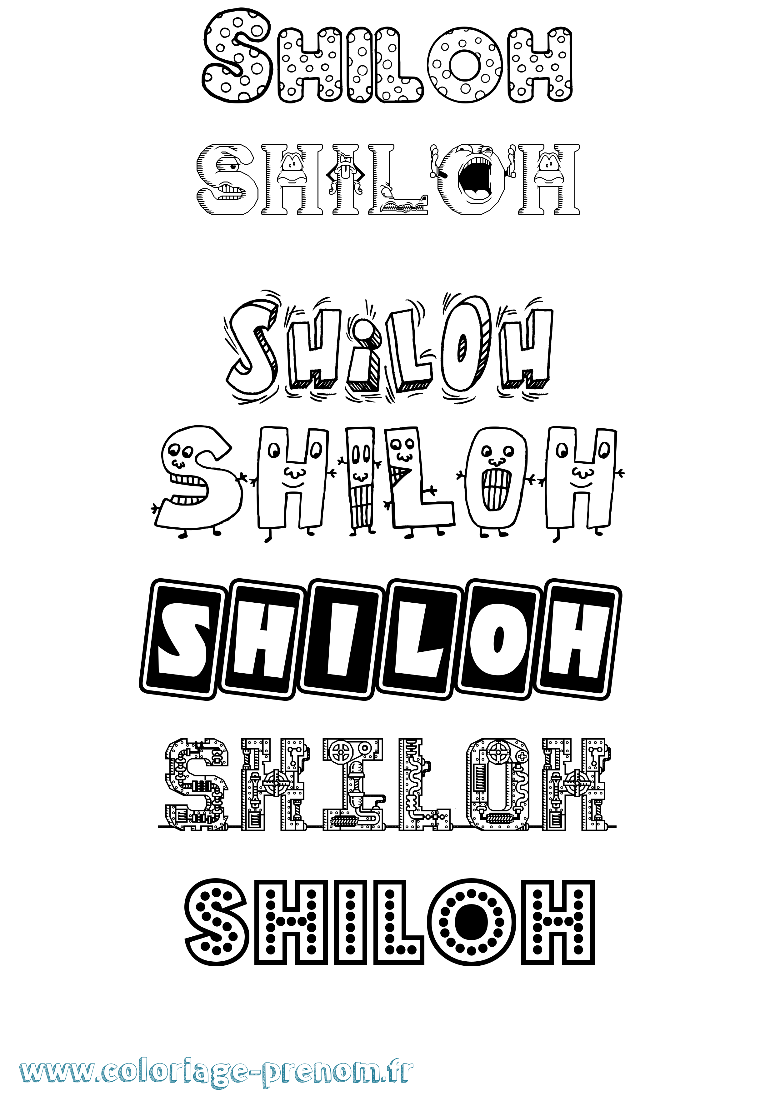 Coloriage Shiloh Fun Coloriage prénom Shiloh Fun