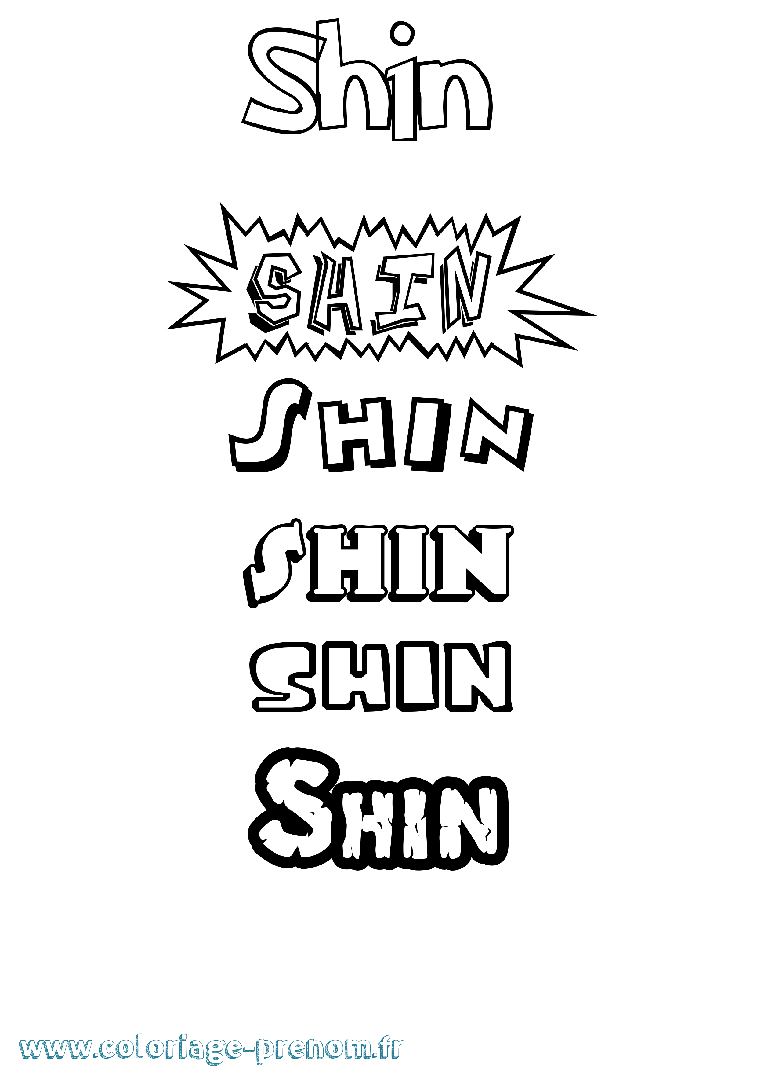 Coloriage Shin Dessin Animé Coloriage prénom Shin Dessin Animé