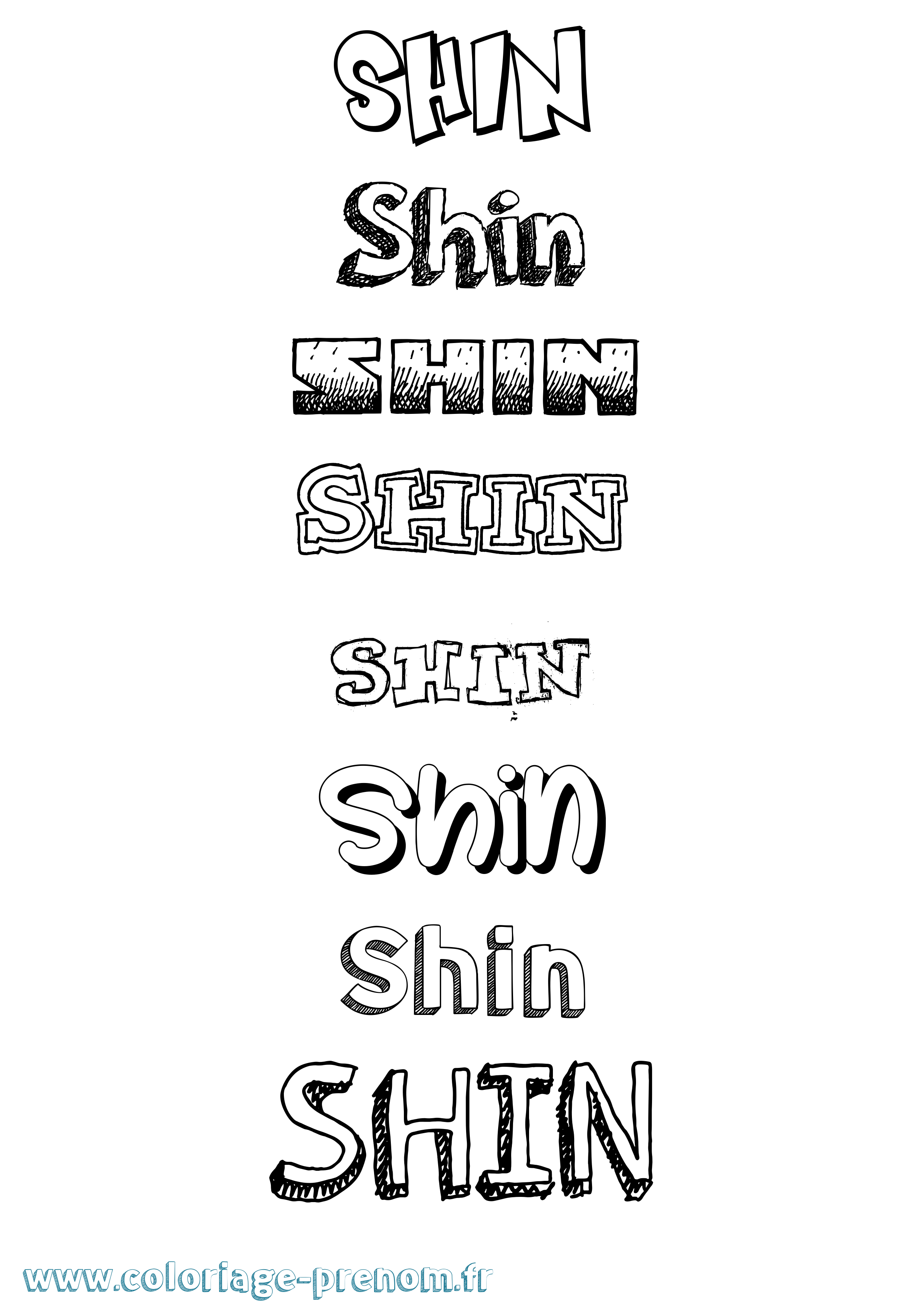 Coloriage Shin Dessiné Coloriage prénom Shin Dessiné