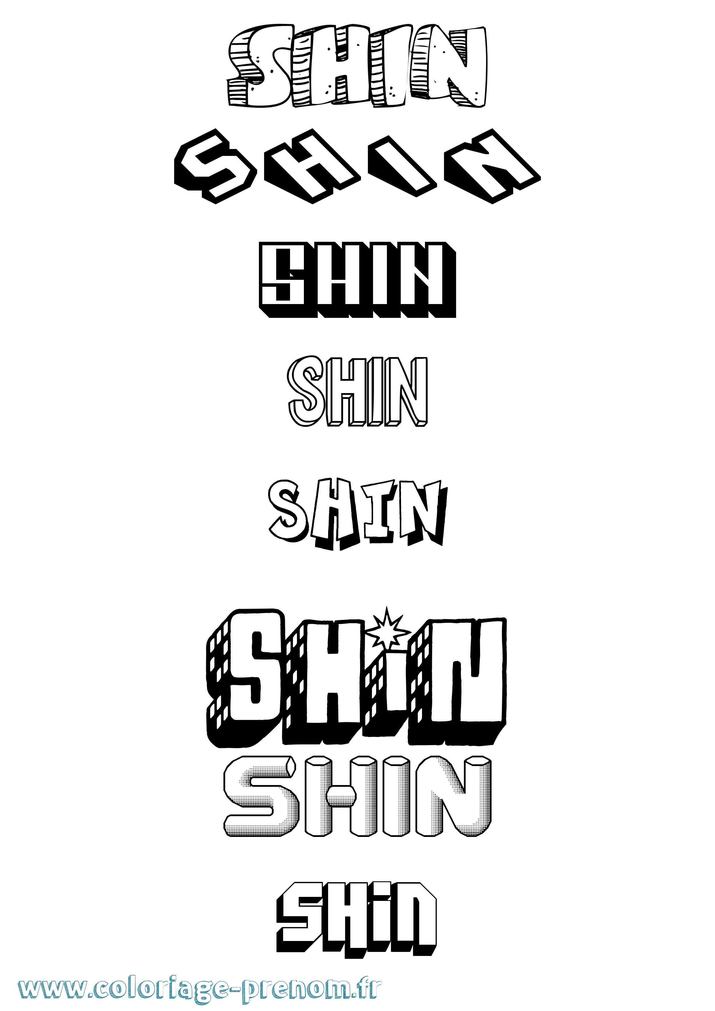 Coloriage Shin Effet 3D Coloriage prénom Shin Effet 3D