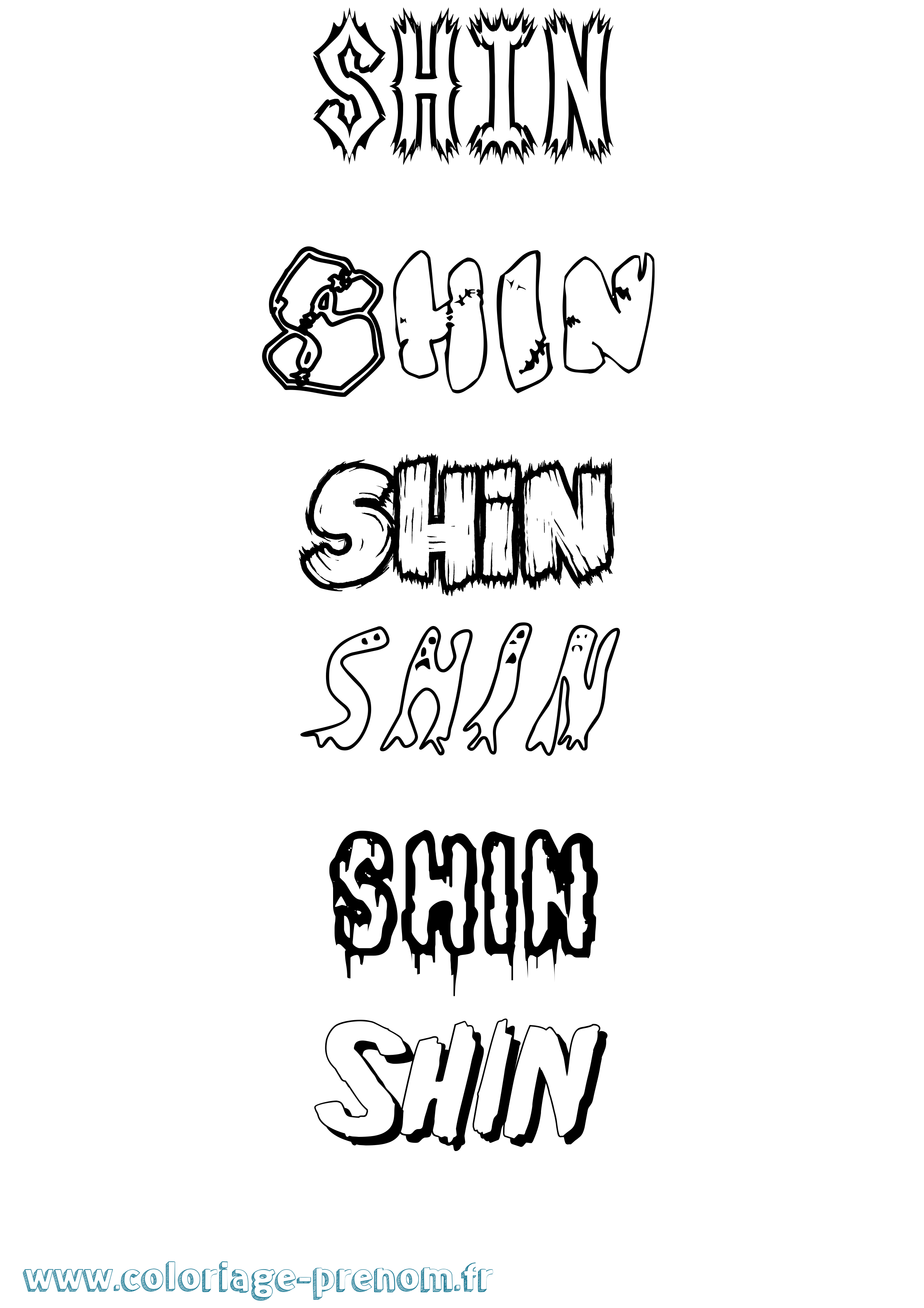 Coloriage Shin Frisson Coloriage prénom Shin Frisson