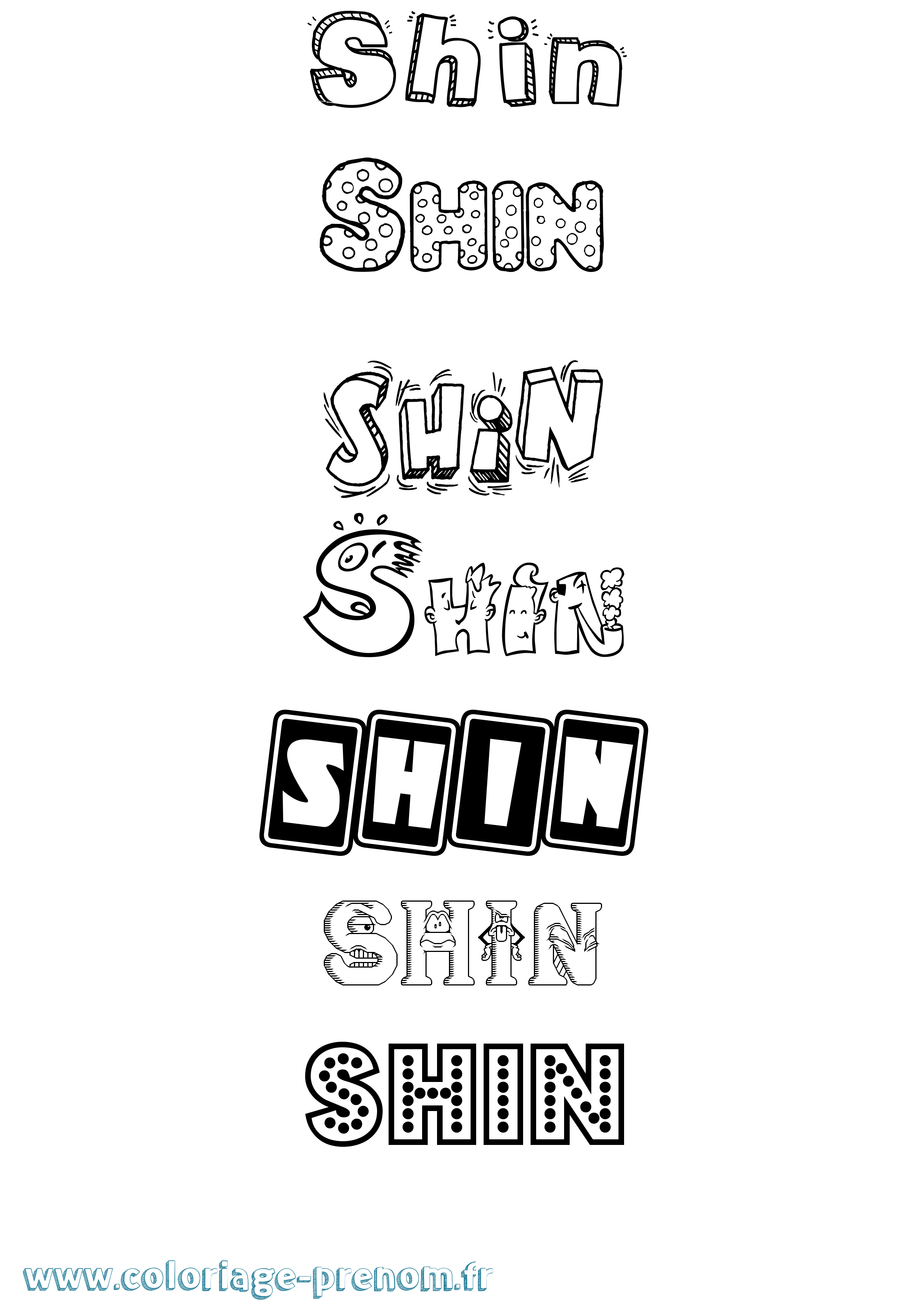 Coloriage Shin Fun Coloriage prénom Shin Fun