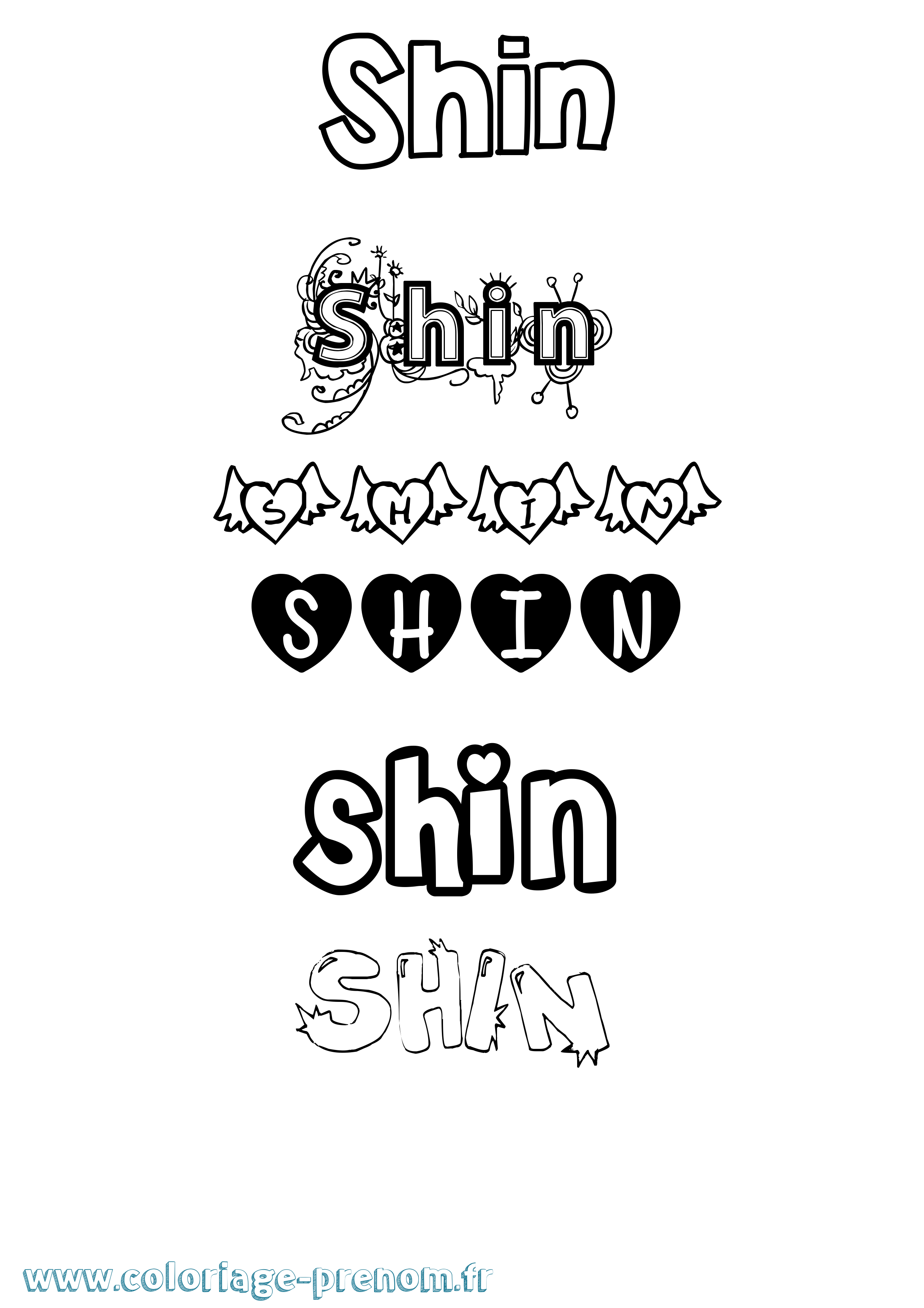 Coloriage Shin Girly Coloriage prénom Shin Girly