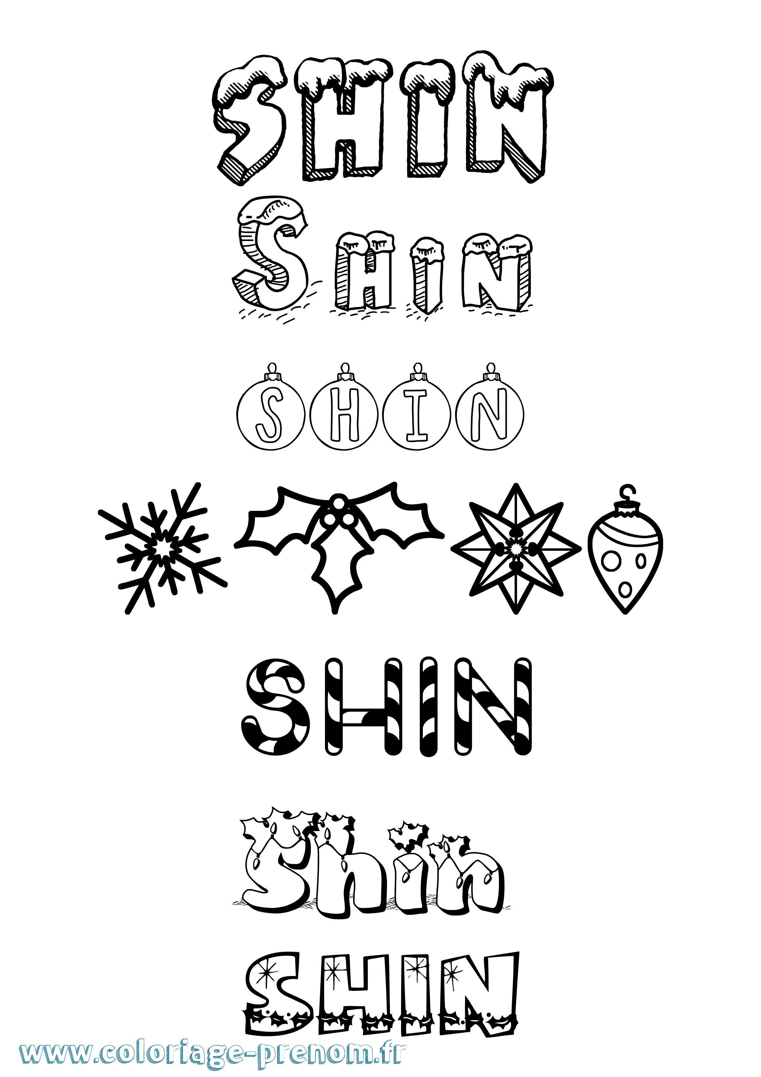 Coloriage Shin Noël Coloriage prénom Shin Noël