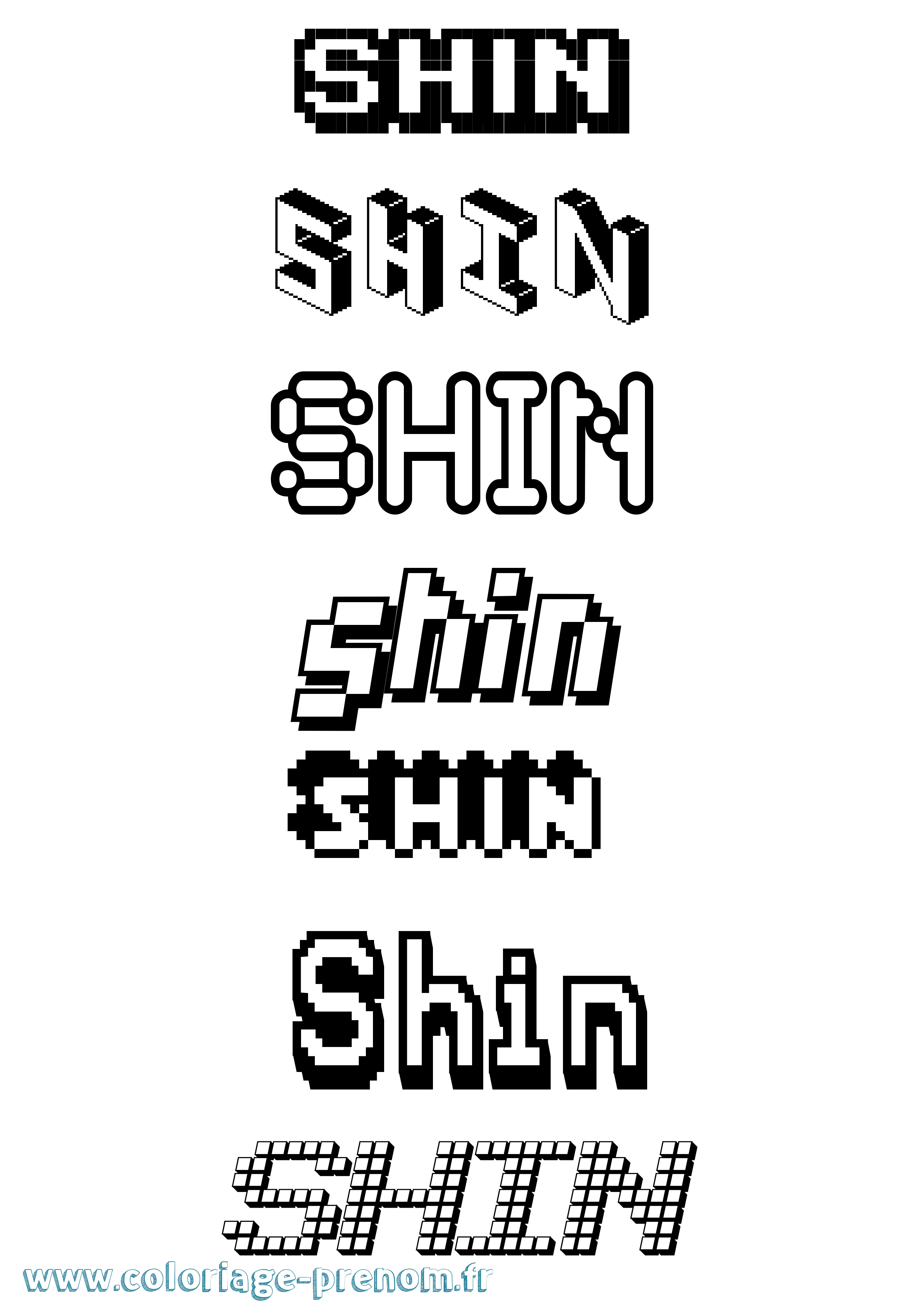 Coloriage Shin Pixel Coloriage prénom Shin Pixel