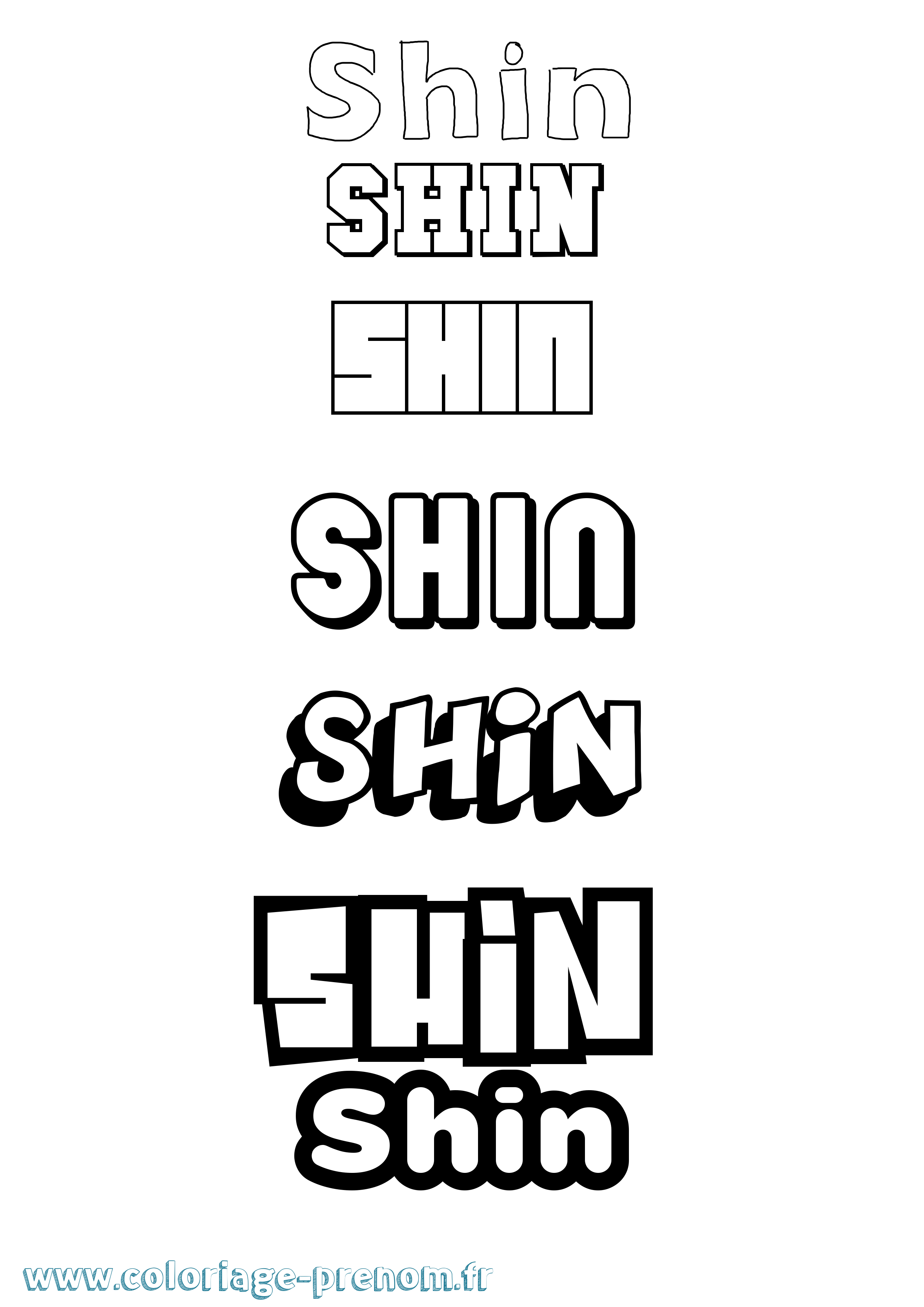 Coloriage Shin Simple Coloriage prénom Shin Simple