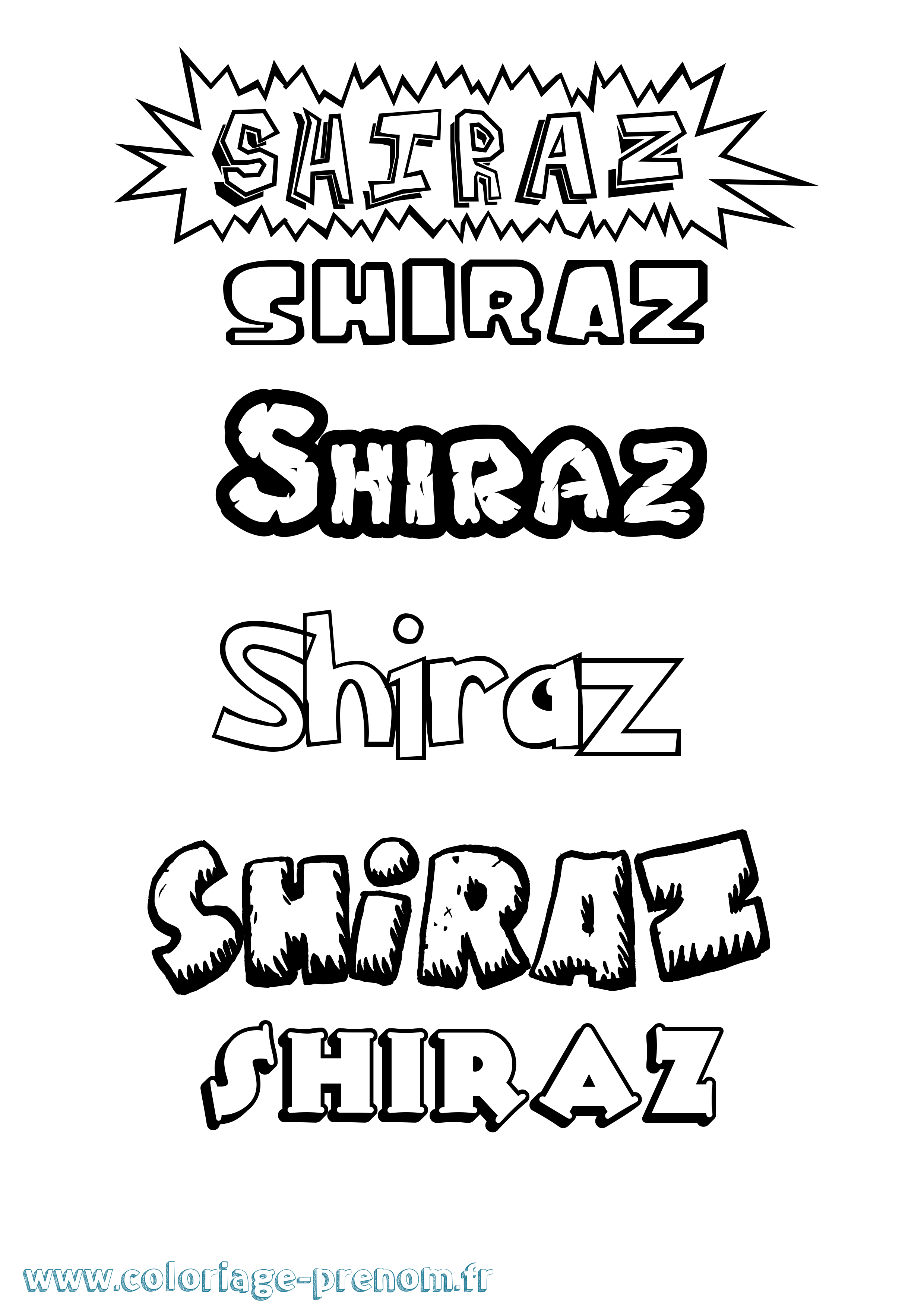 Coloriage Shiraz Dessin Animé Coloriage prénom Shiraz Dessin Animé