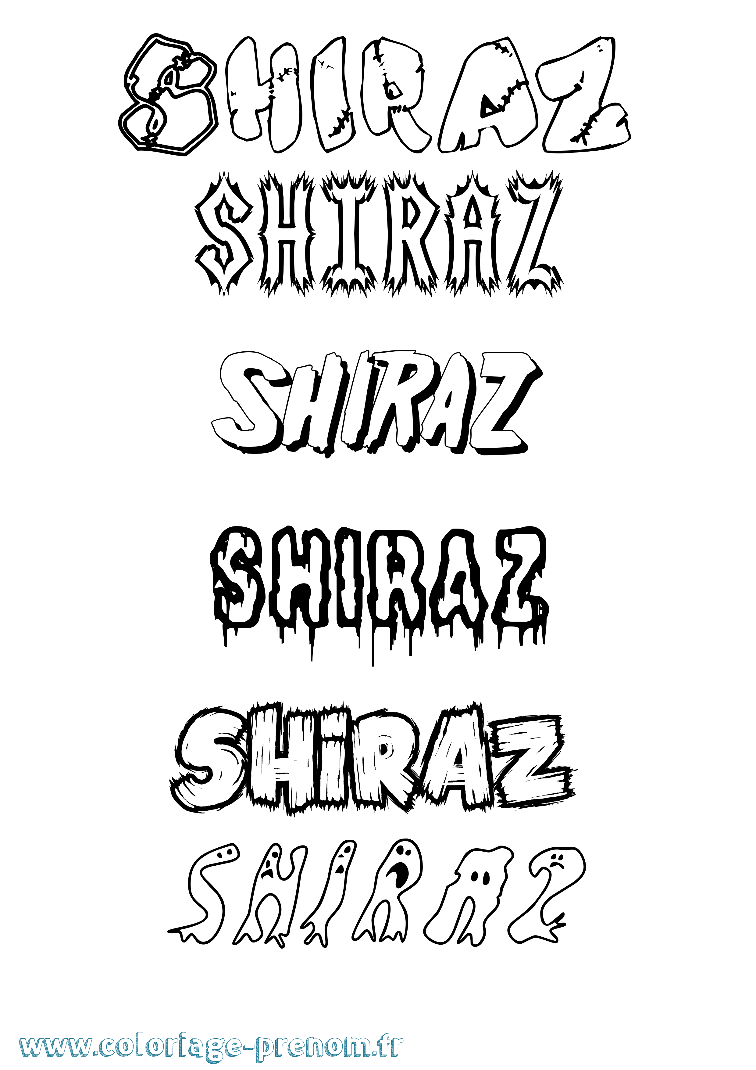 Coloriage Shiraz Frisson Coloriage prénom Shiraz Frisson